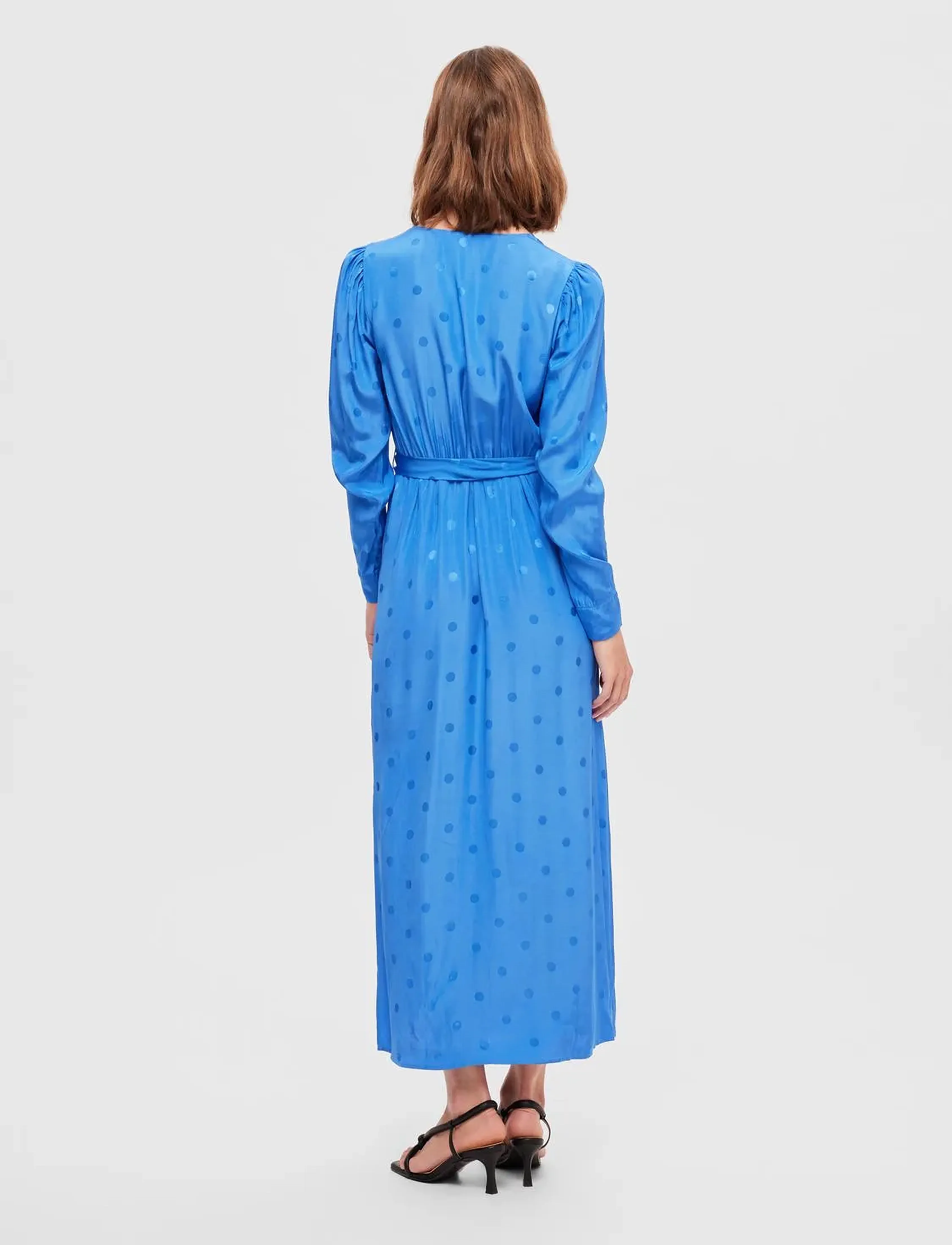 Selected - SLFLUDWIKA LS ANKLE SATIN DRESS B - maxi dresses - nebulas blue - 2