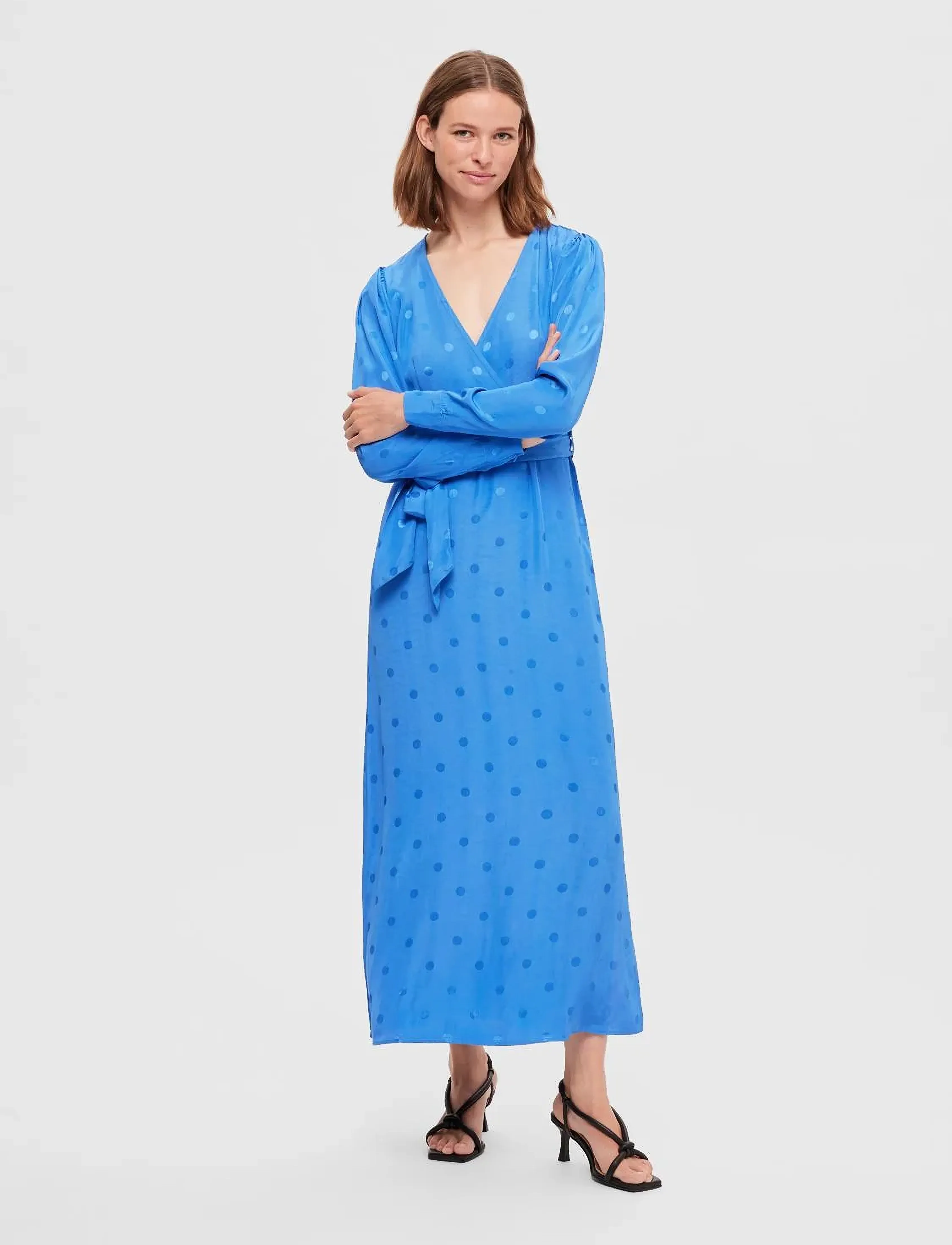 Selected - SLFLUDWIKA LS ANKLE SATIN DRESS B - maxi dresses - nebulas blue - 3