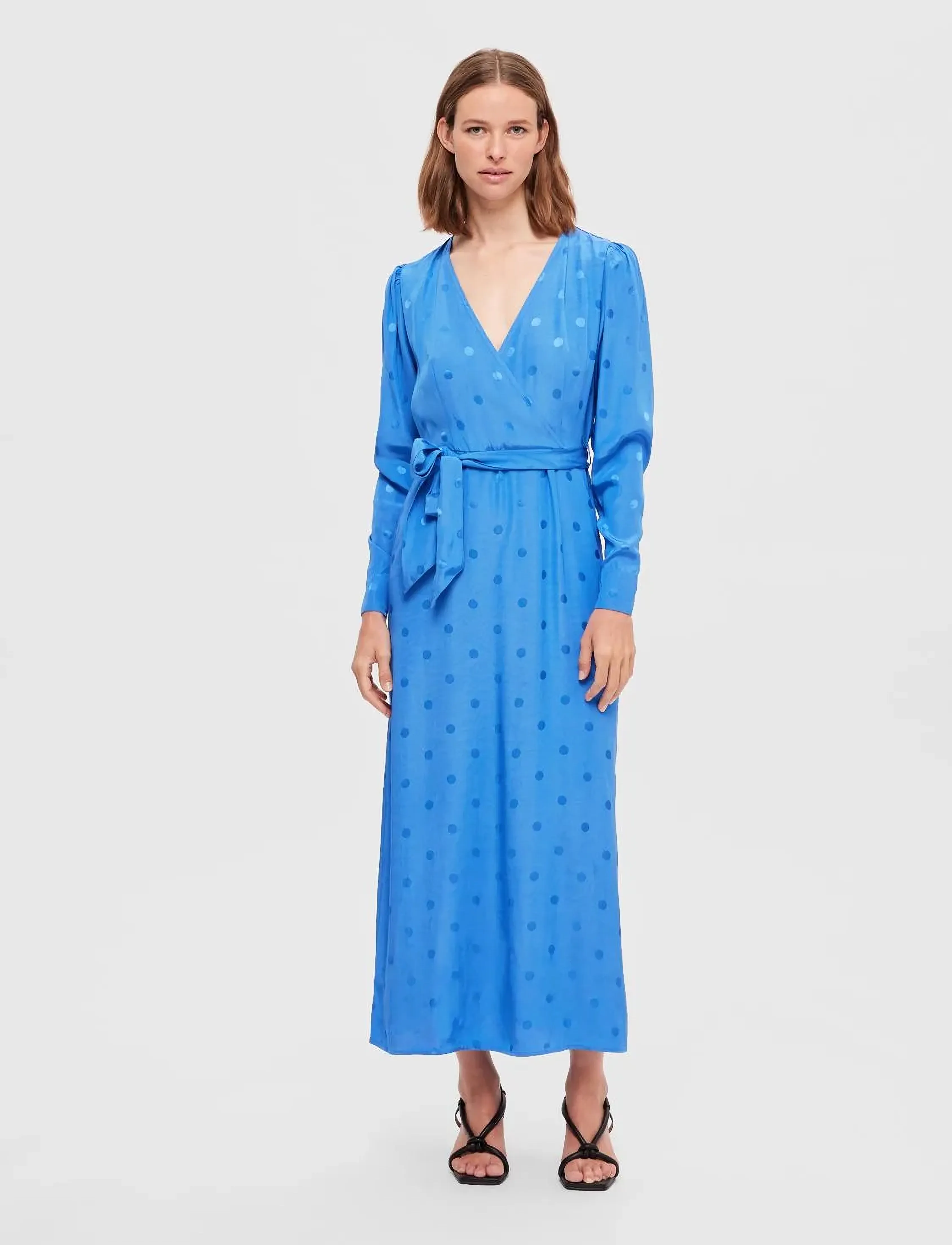 Selected - SLFLUDWIKA LS ANKLE SATIN DRESS B - maxi dresses - nebulas blue - 5