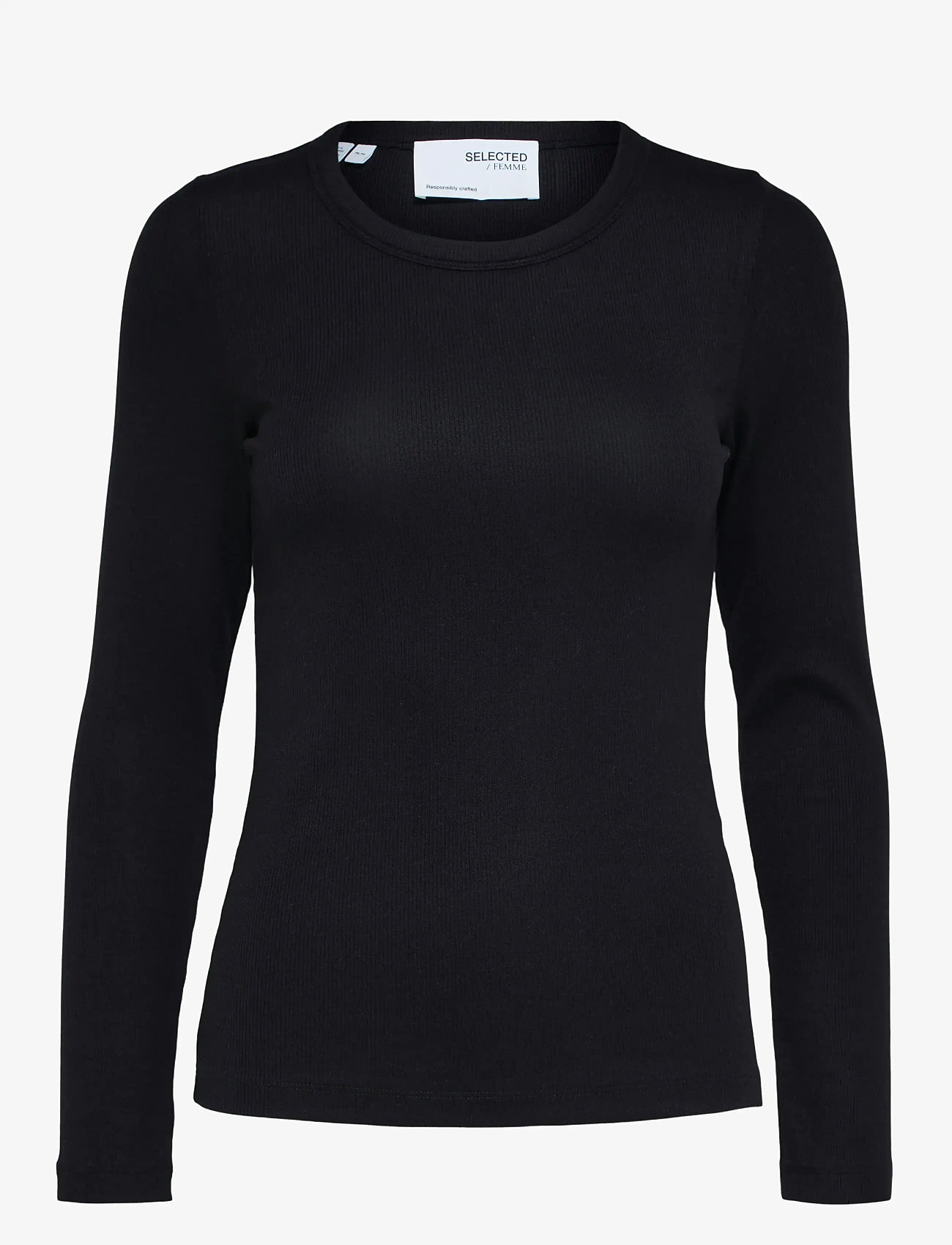 Selected - SLFDIANNA LS O-NECK TOP NOOS - topy z długimi rękawami - black - 1