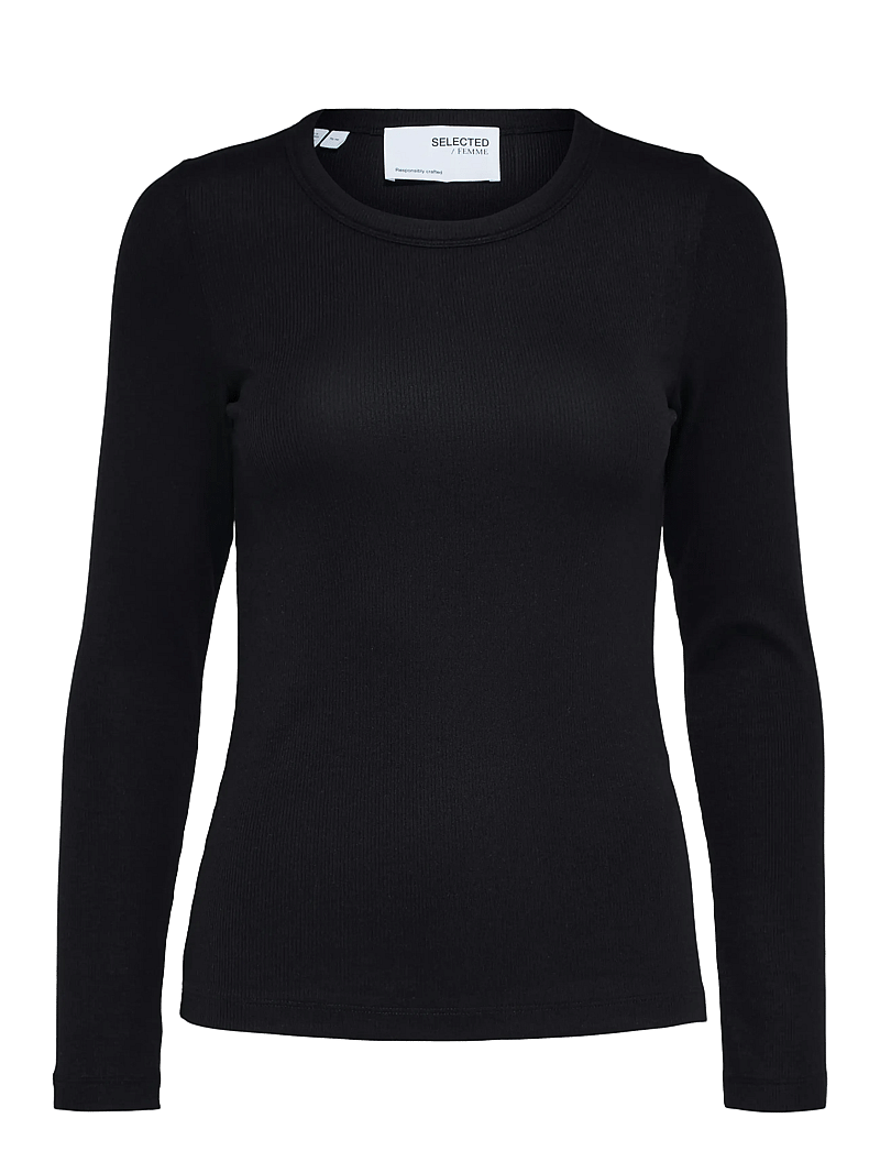 Selected - SLFDIANNA LS O-NECK TOP NOOS - pikkade varrukatega alussärgid - black - 1