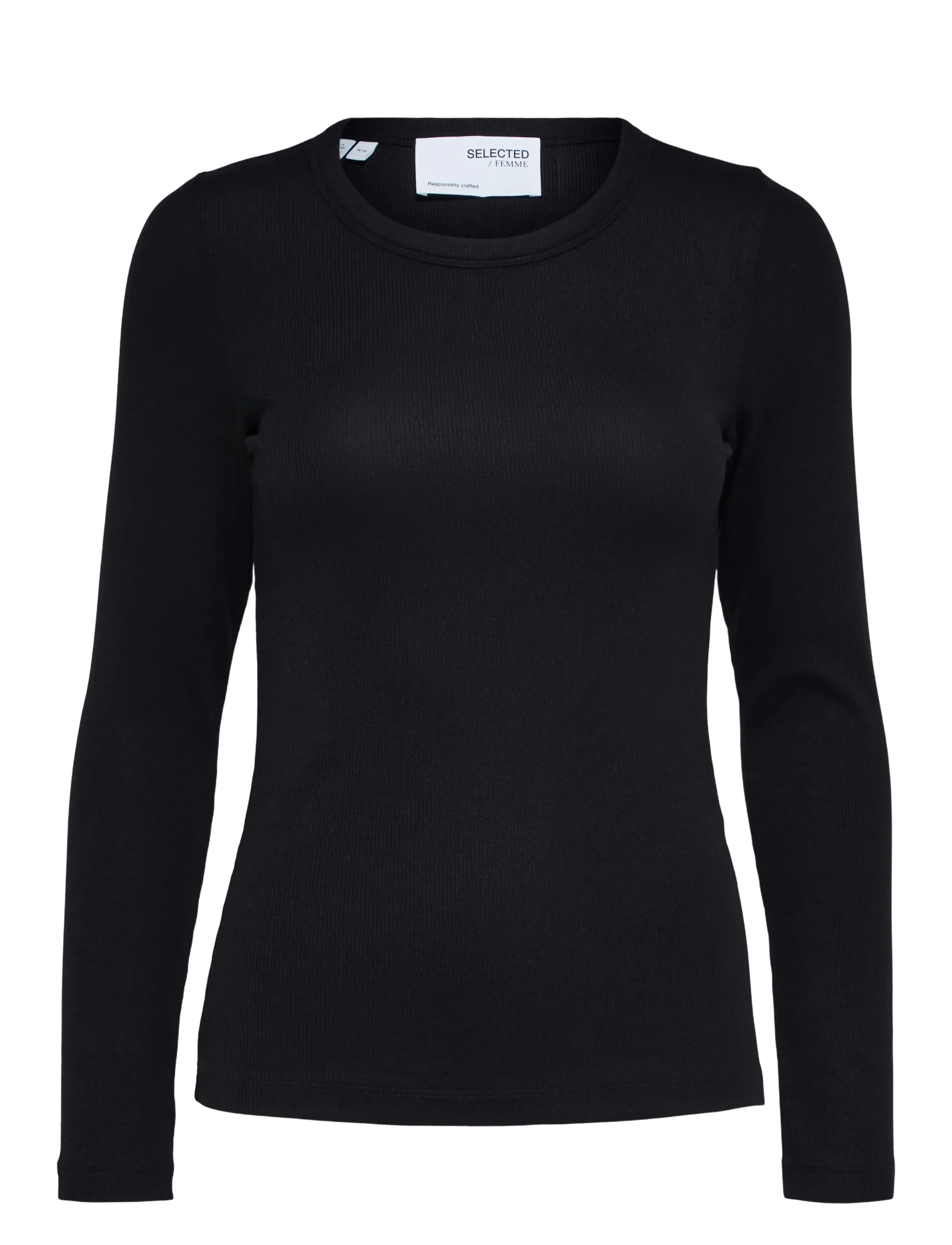 Selected SLWDIANNA LS O-NECK TOP NOOS - Tøj - BLACK / black