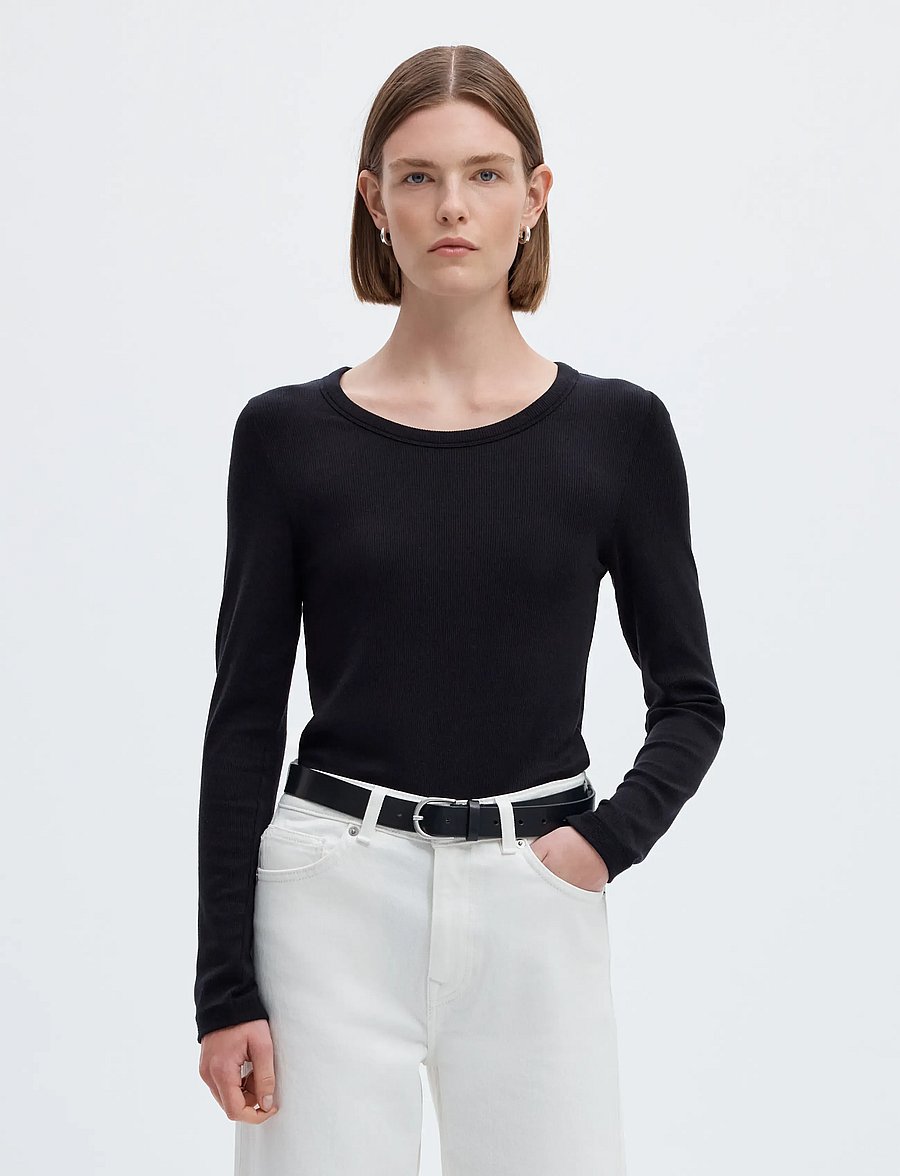 Selected - SLFDIANNA LS O-NECK TOP NOOS - pikkade varrukatega topid - black - 0