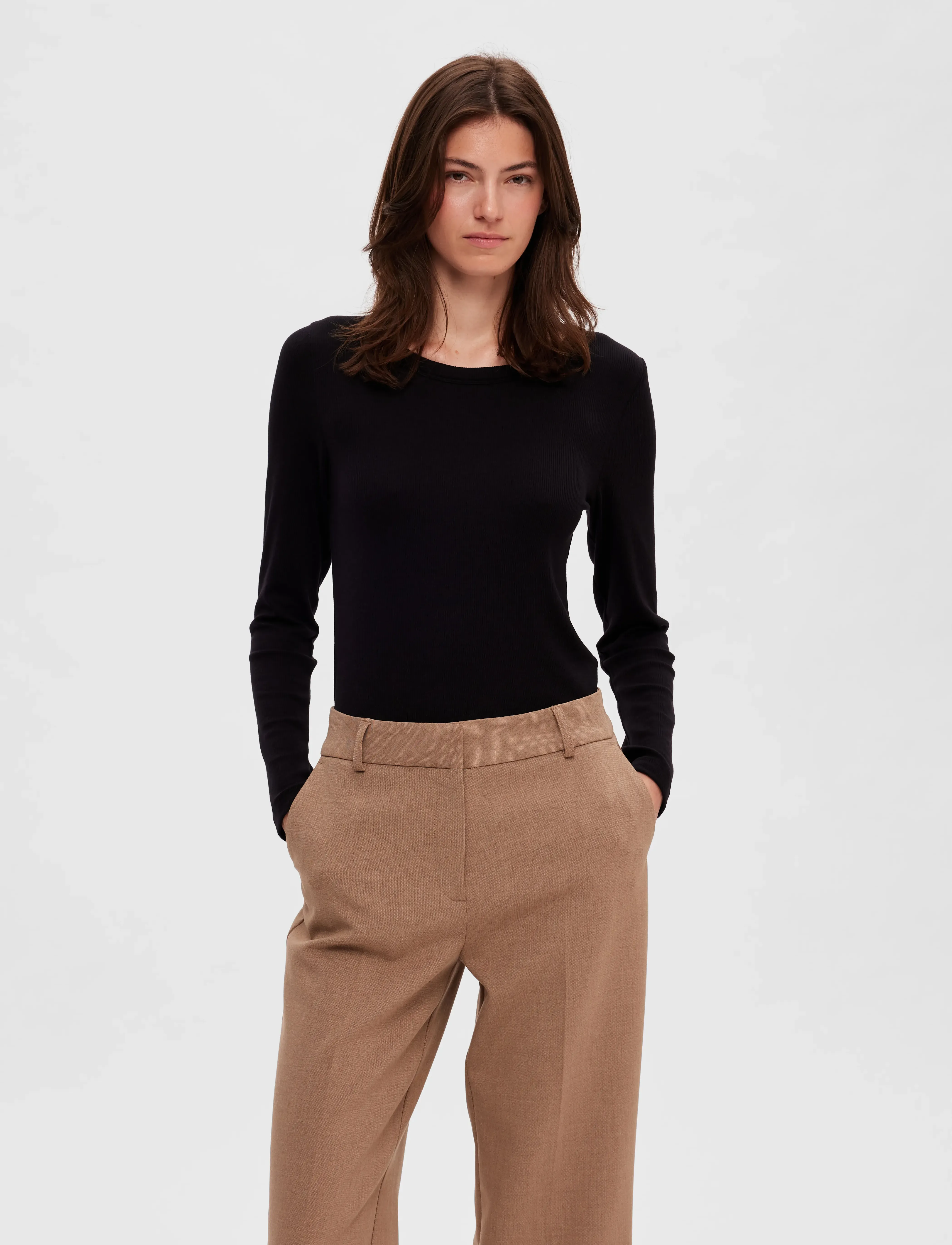 Selected - SLFDIANNA LS O-NECK TOP NOOS - langärmlige tops - black - 4