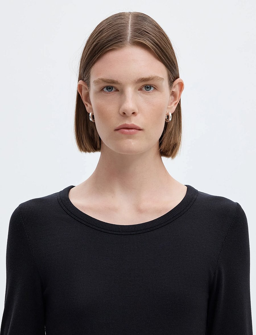 Selected - SLFDIANNA LS O-NECK TOP NOOS - pikkade varrukatega topid - black - 5