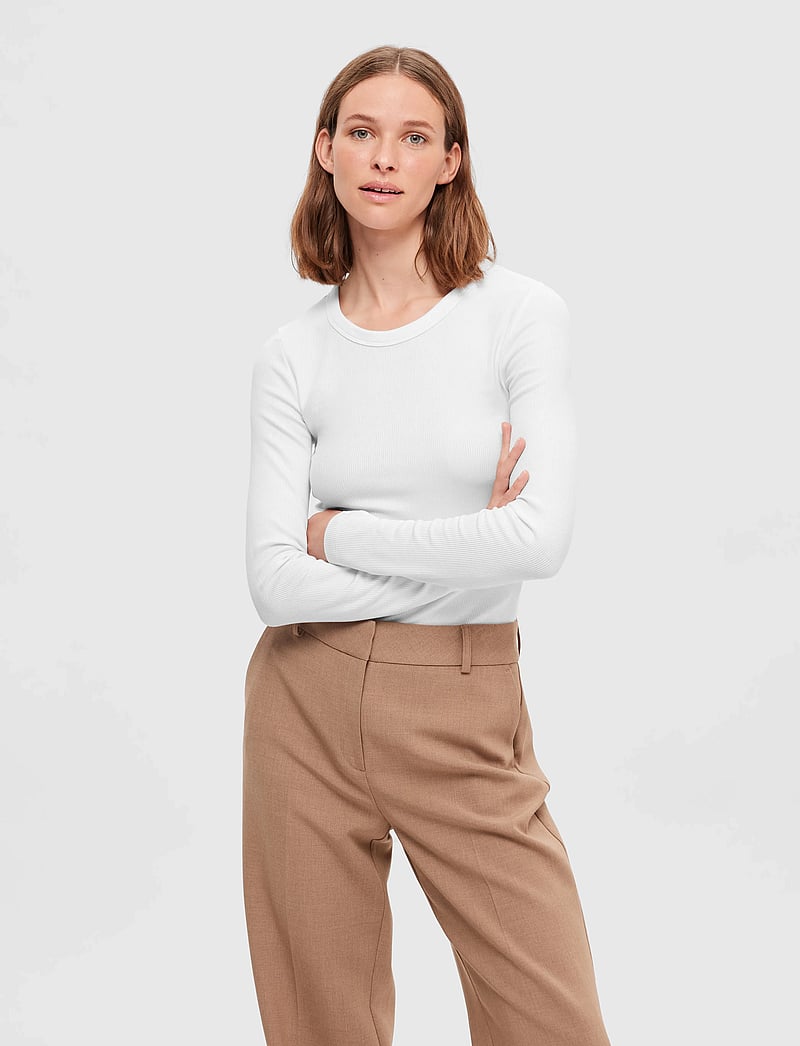 Selected - SLFDIANNA LS O-NECK TOP NOOS - langærmede toppe - bright white - 0