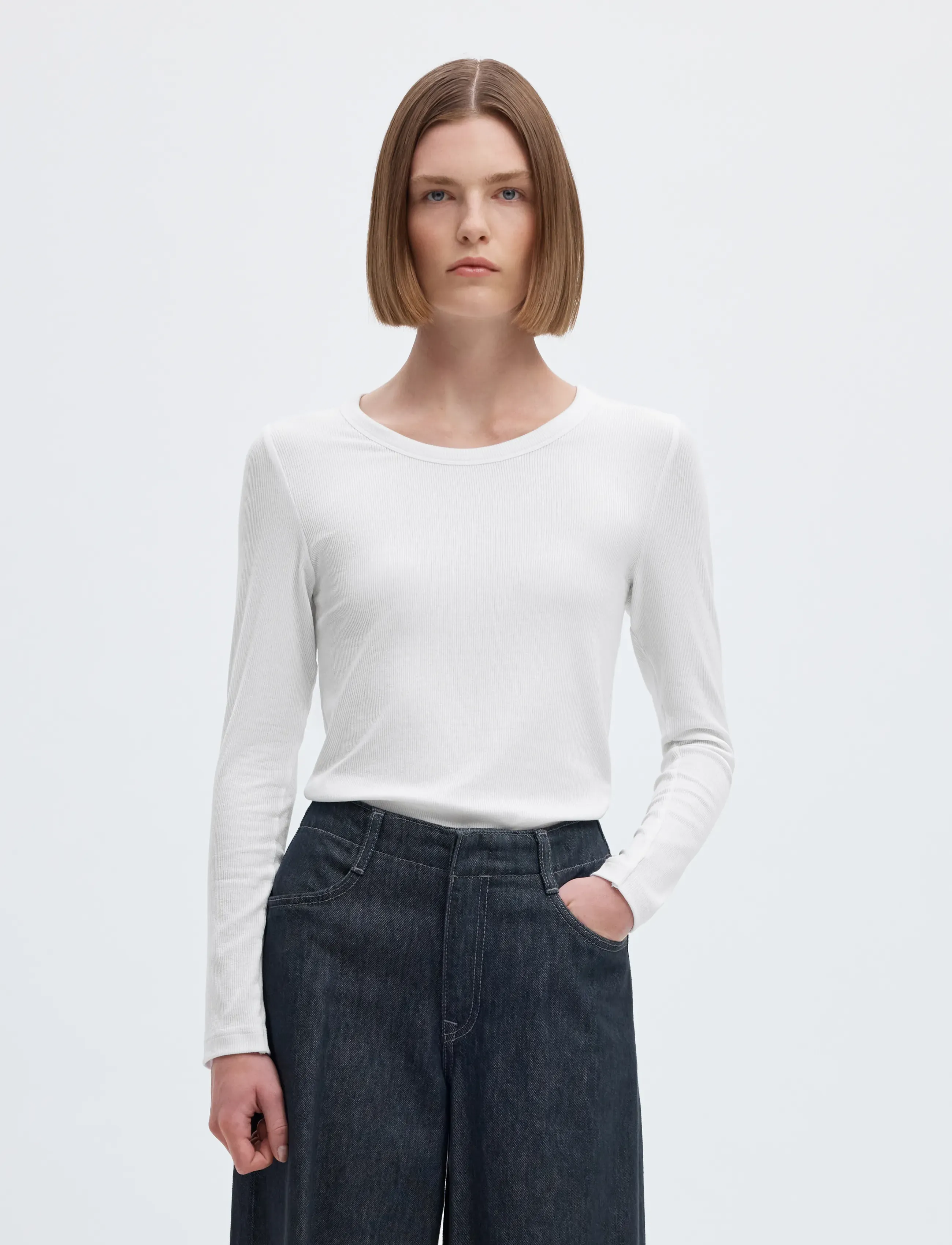 Selected SLFDIANNA LS O-NECK TOP NOOS - Tøj - BRIGHT WHITE / white