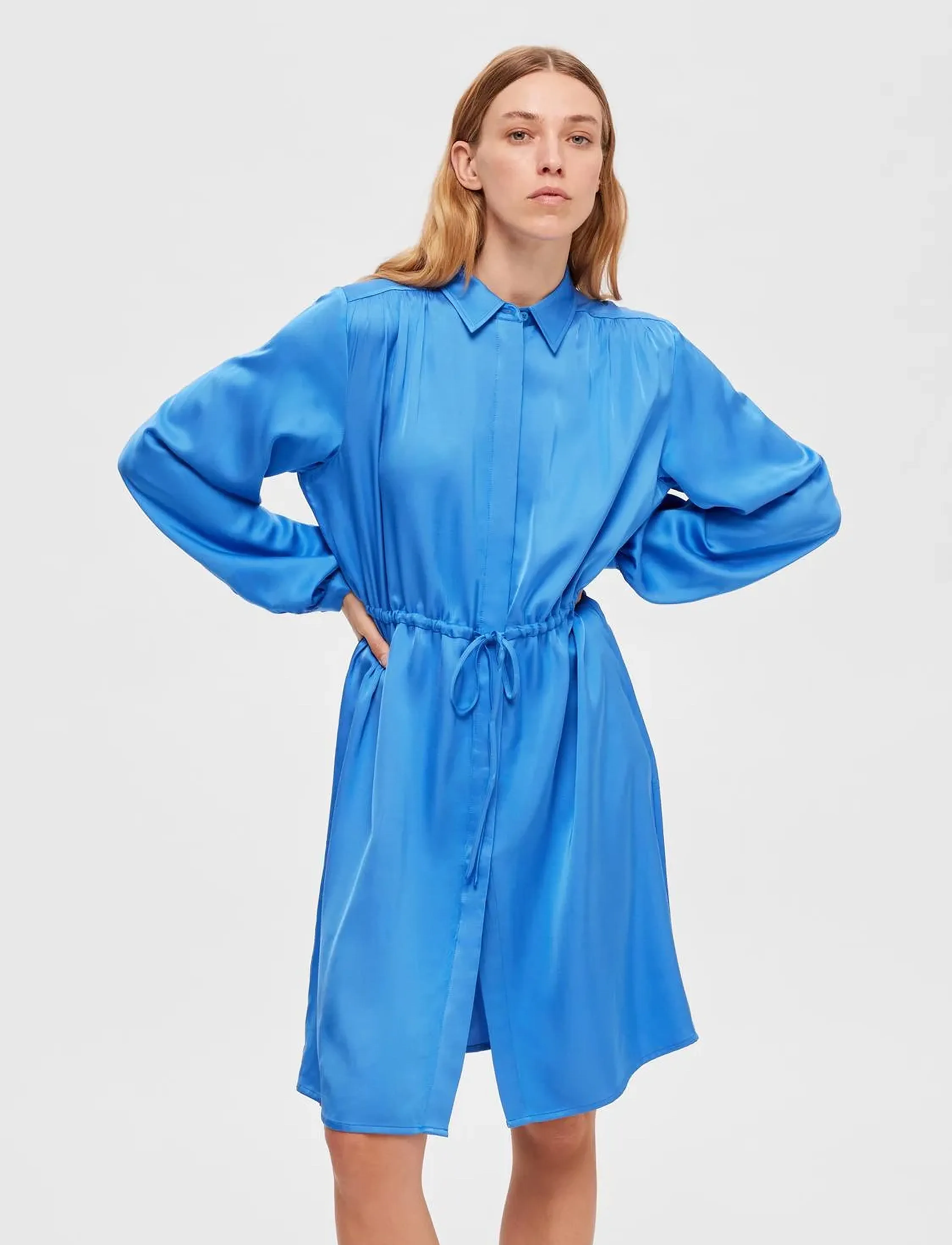 Selected SLFTHEA LS SHORT DRESS B - Skjortekjoler - NEBULAS BLUE / blue