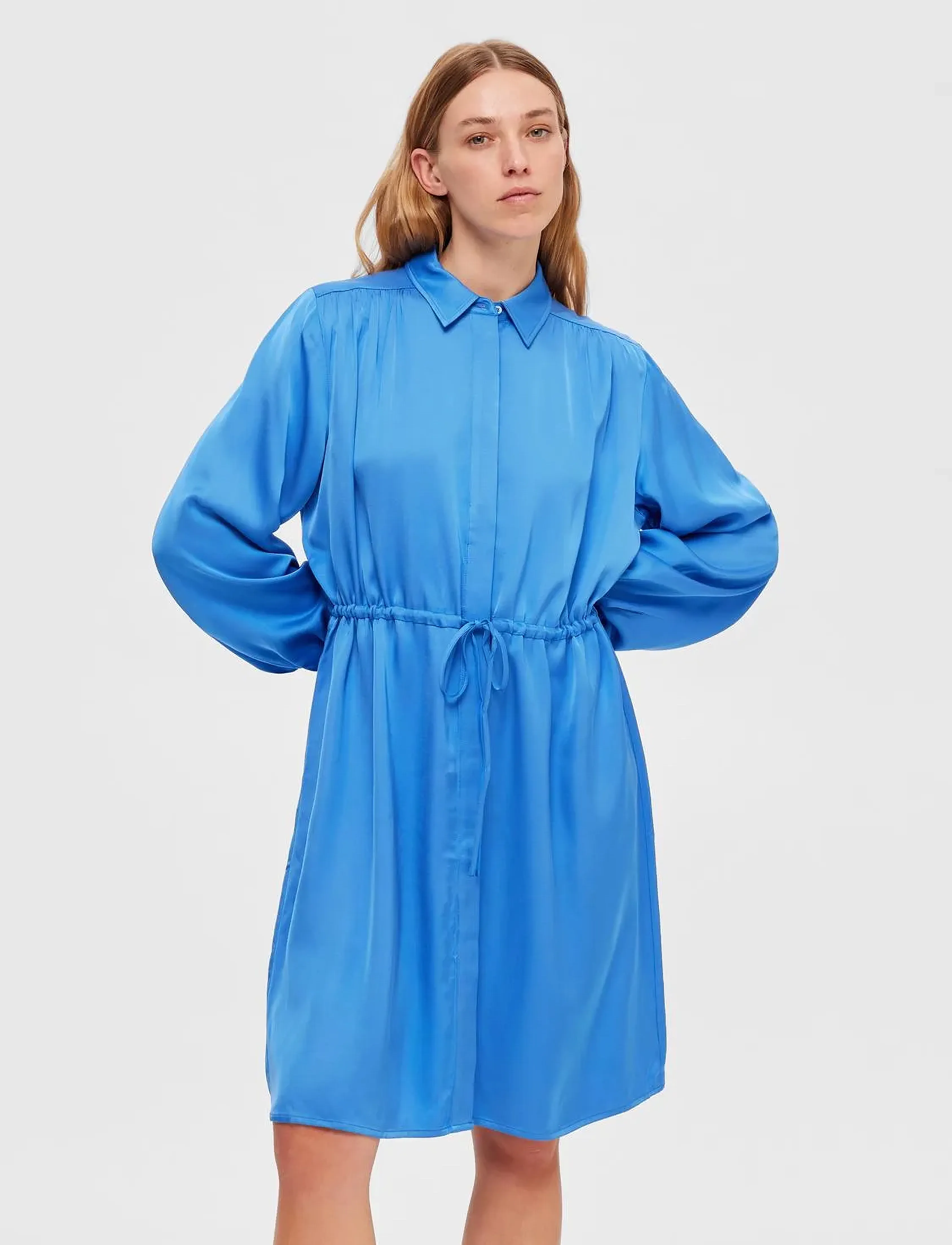 Selected - SLFTHEA LS SHORT DRESS B - skjortekjoler - nebulas blue - 4