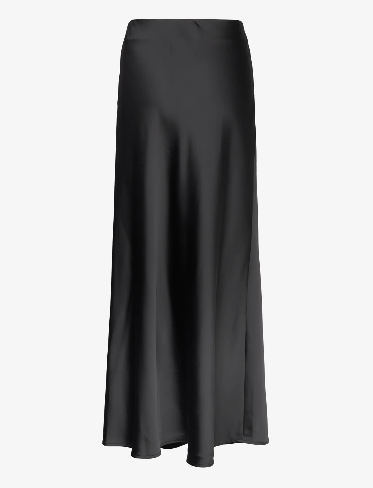 Selected Femme - SLFLENA HW ANKLE SKIRT EX - satin skirts - black - 1