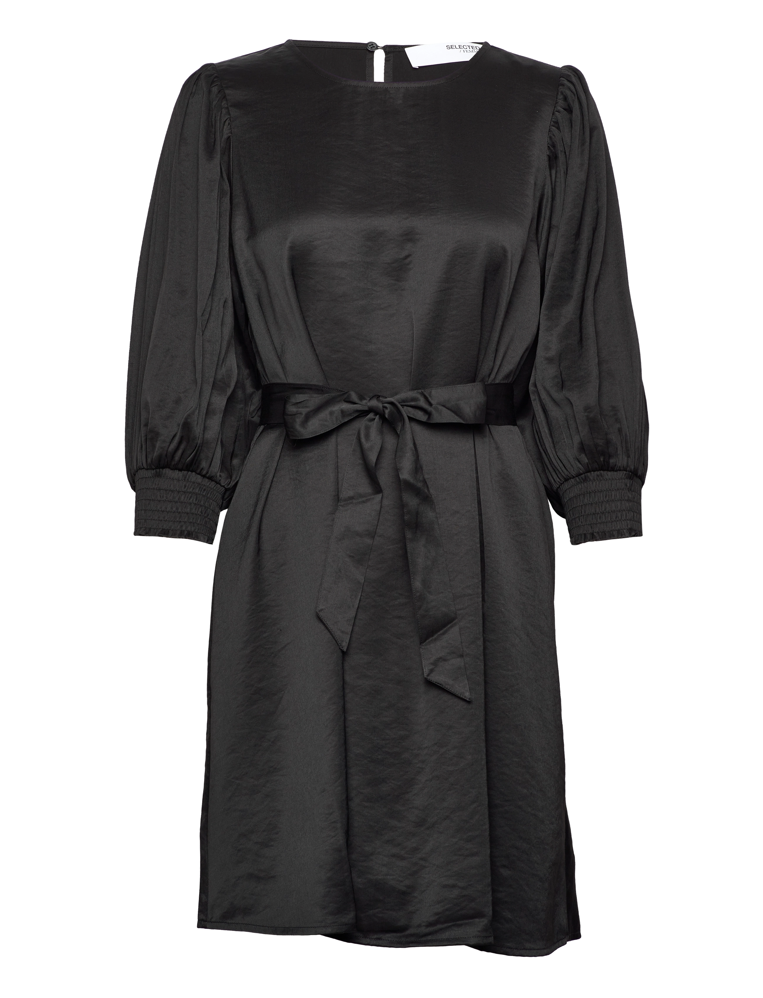 Selected SLFREYA 3/4 SHORT DRESS B - Festklänningar - BLACK / black