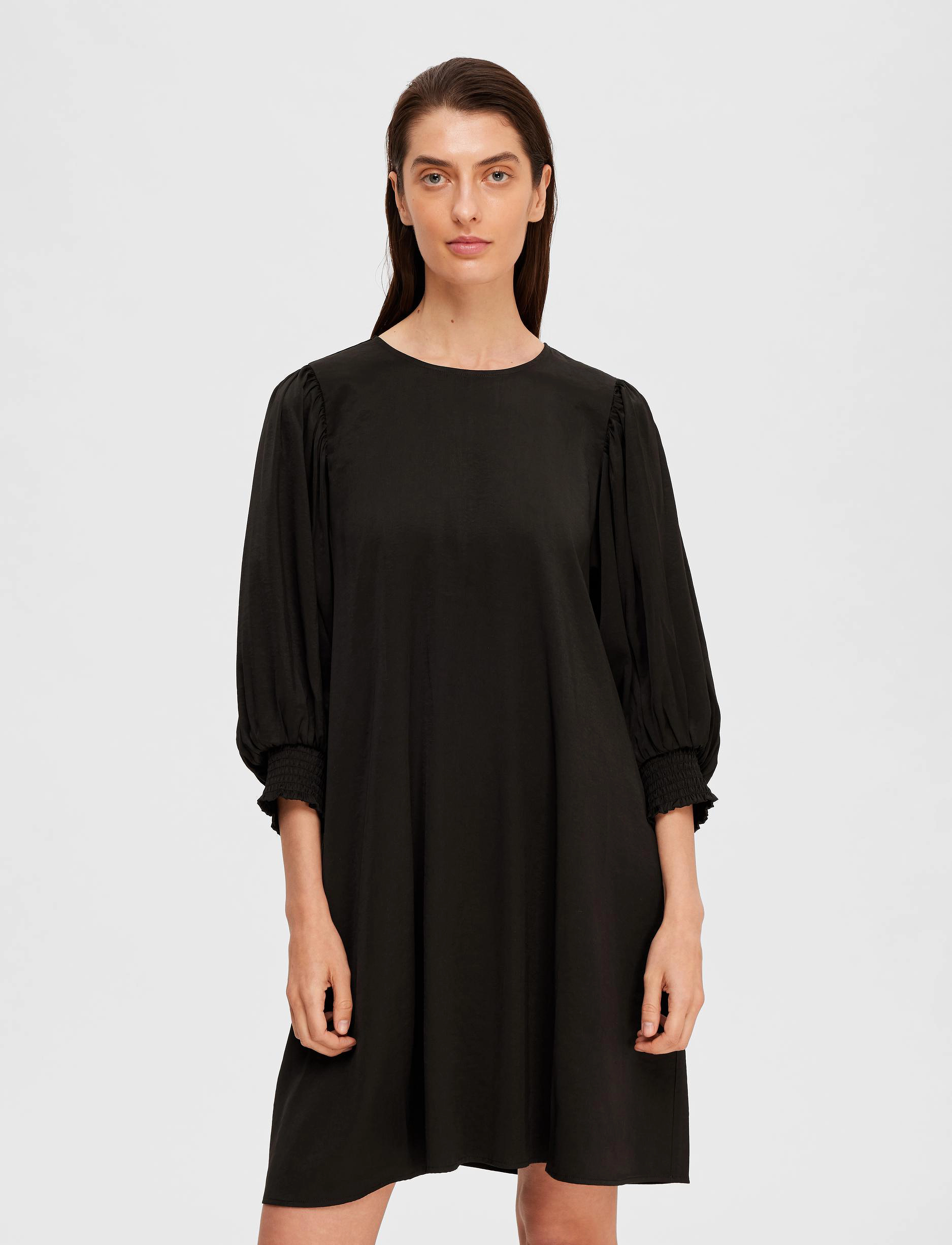 Selected SLFREYA 3/4 SHORT DRESS B - Feestjurken - BLACK / black