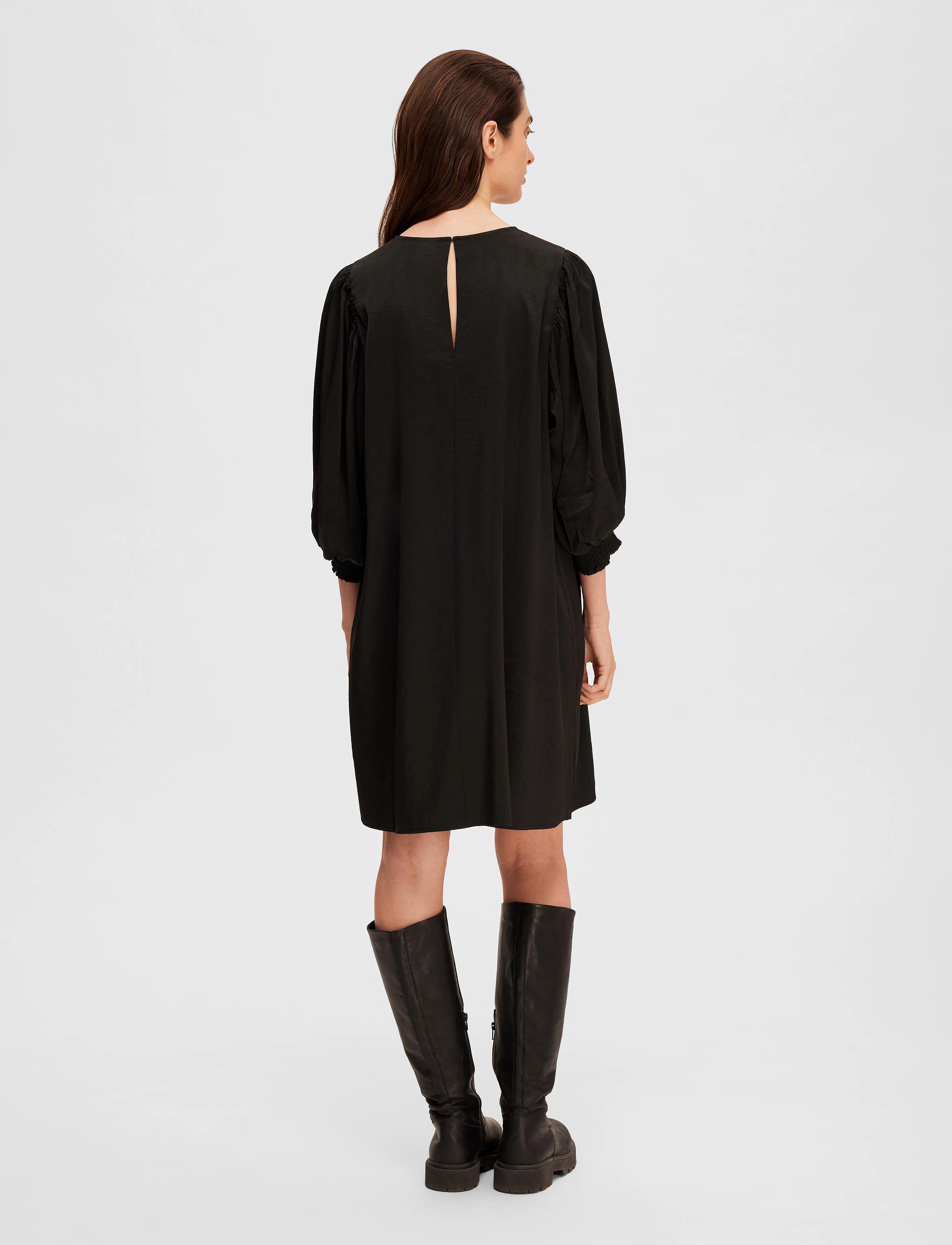 Selected - SLFREYA 3/4 SHORT DRESS B - festmode zu outlet-preisen - black - 3