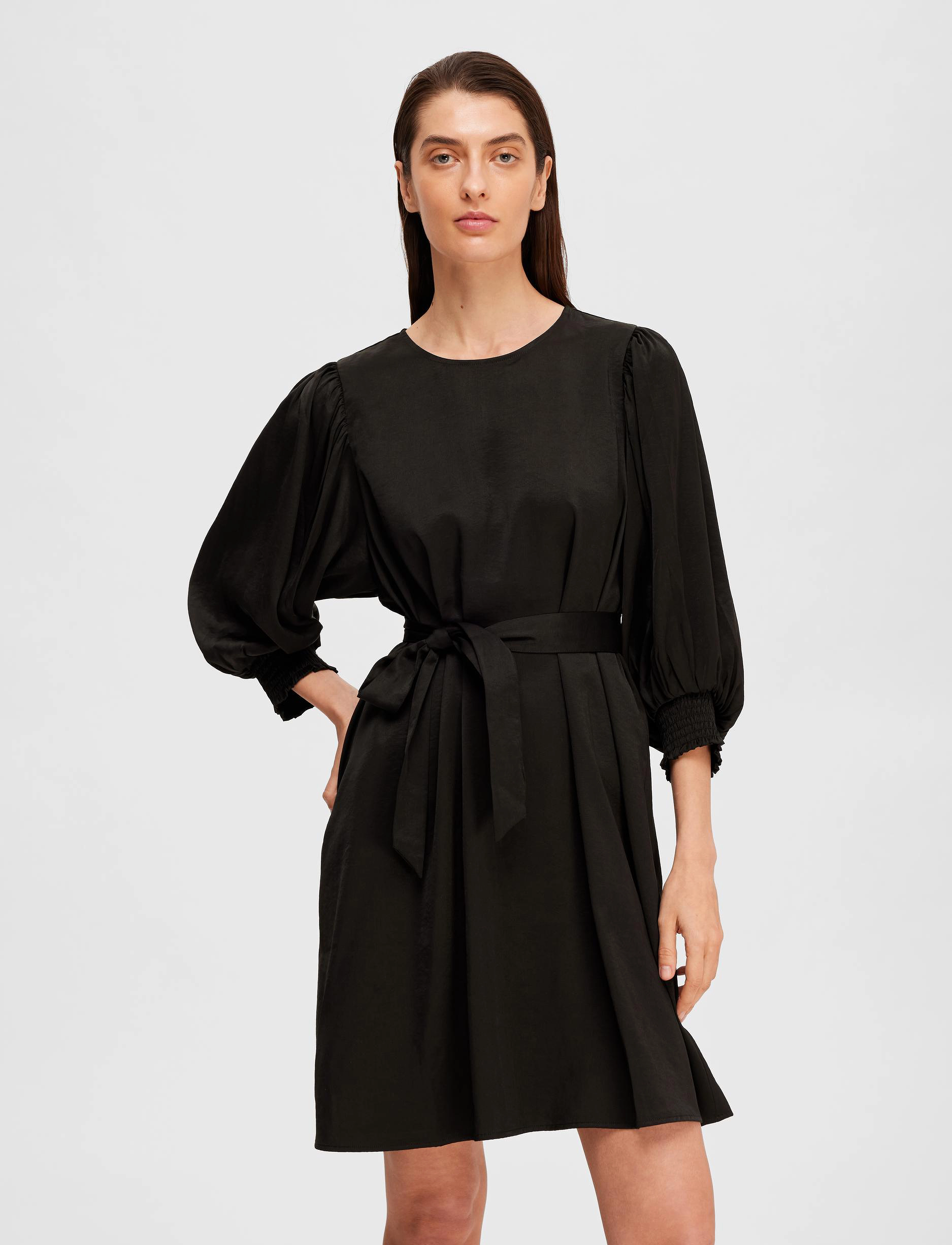 Selected - SLFREYA 3/4 SHORT DRESS B - festmode zu outlet-preisen - black - 5