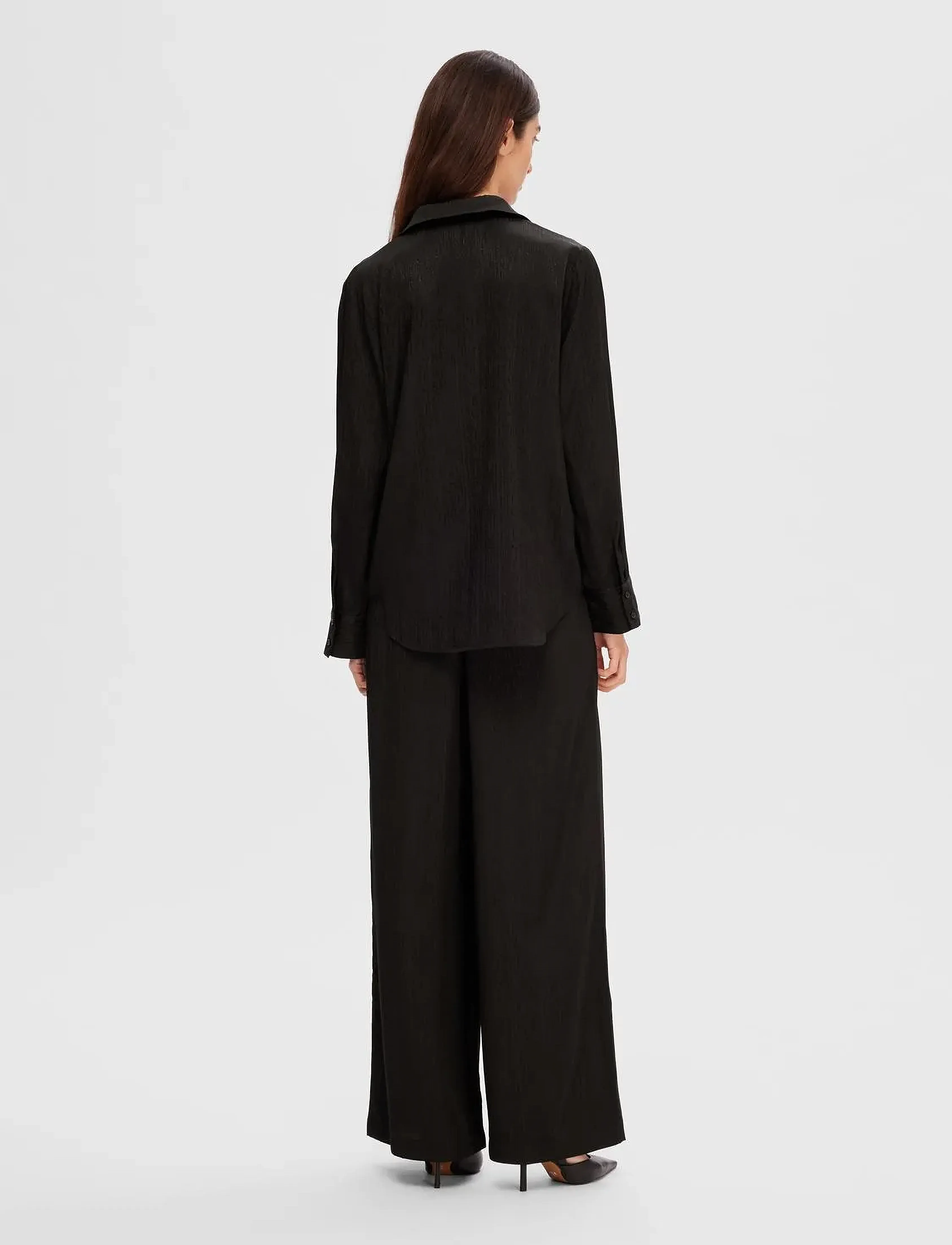 Selected - SLFTYRA LS SHIRT B - langærmede skjorter - black - 3