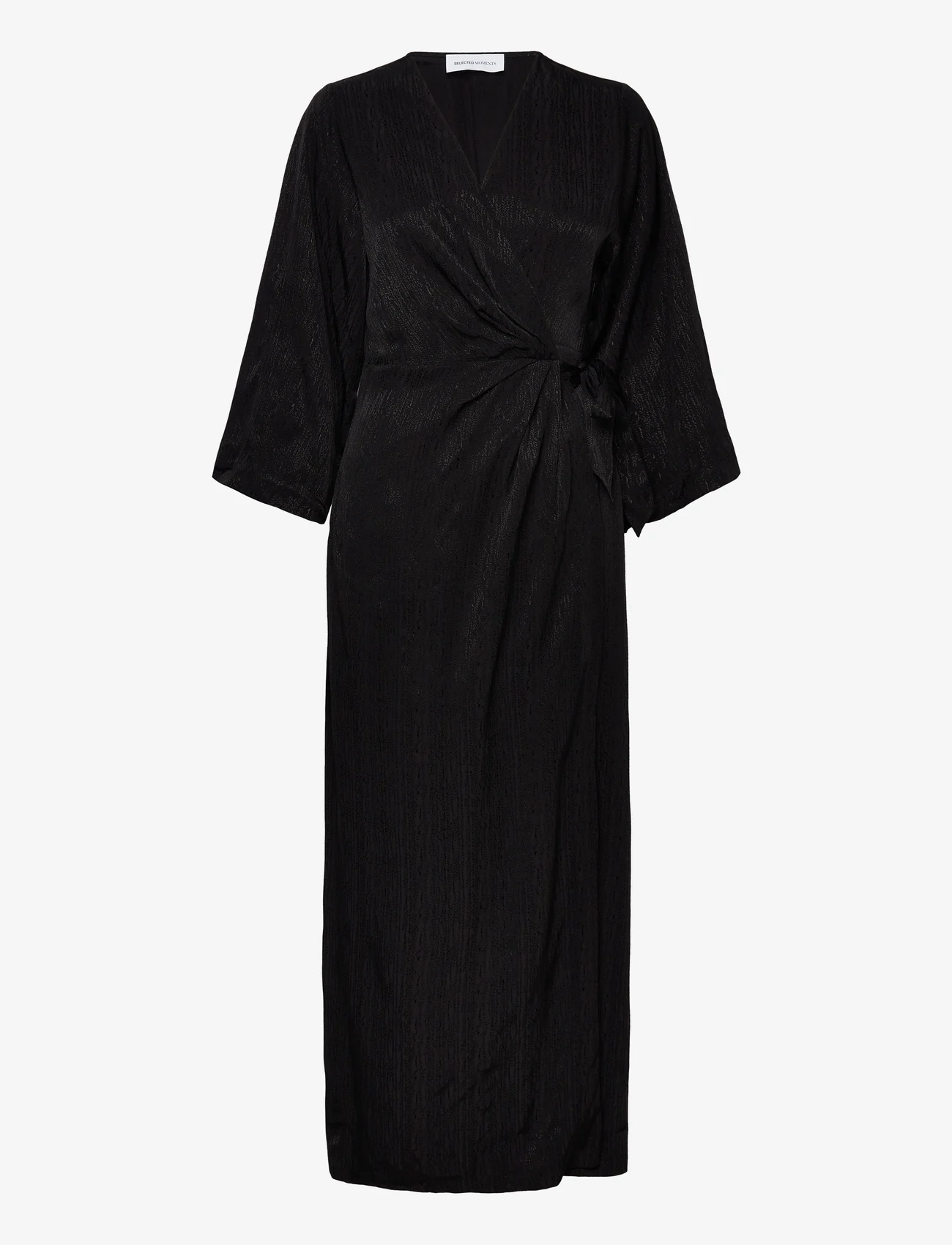 Selected Femme - SLFTYRA 34 ANKLE WRAP DRESS B - wrap dresses - black - 0