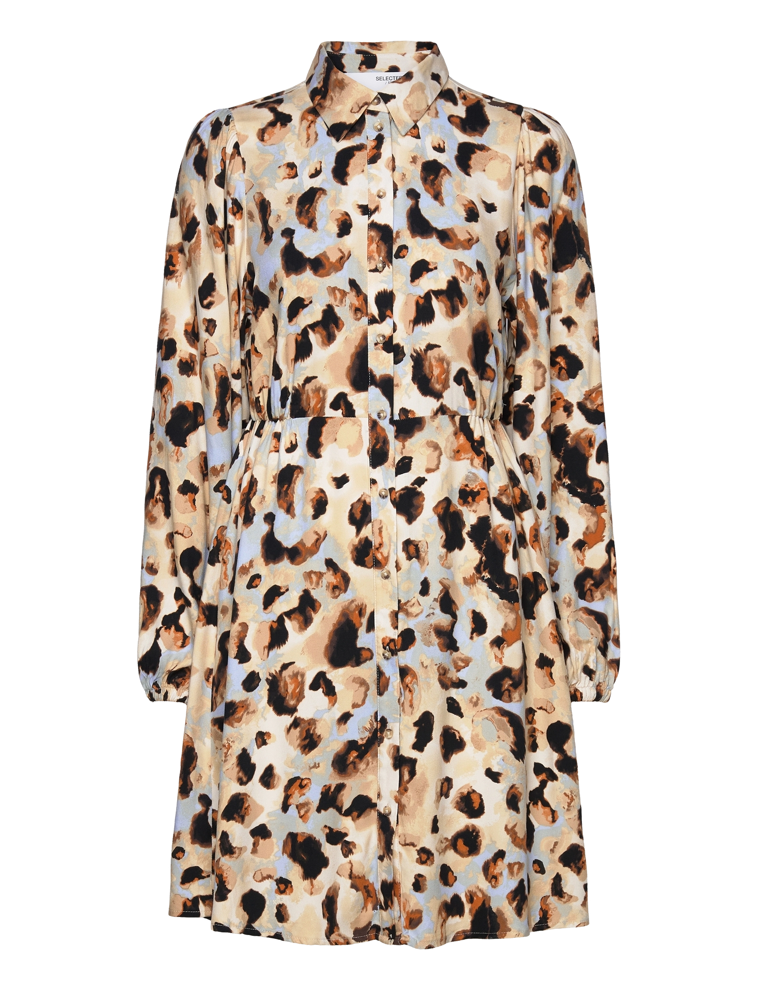 SLFSLAILA LS AOP SHORT SHIRT DRESS B - SANDSHELL