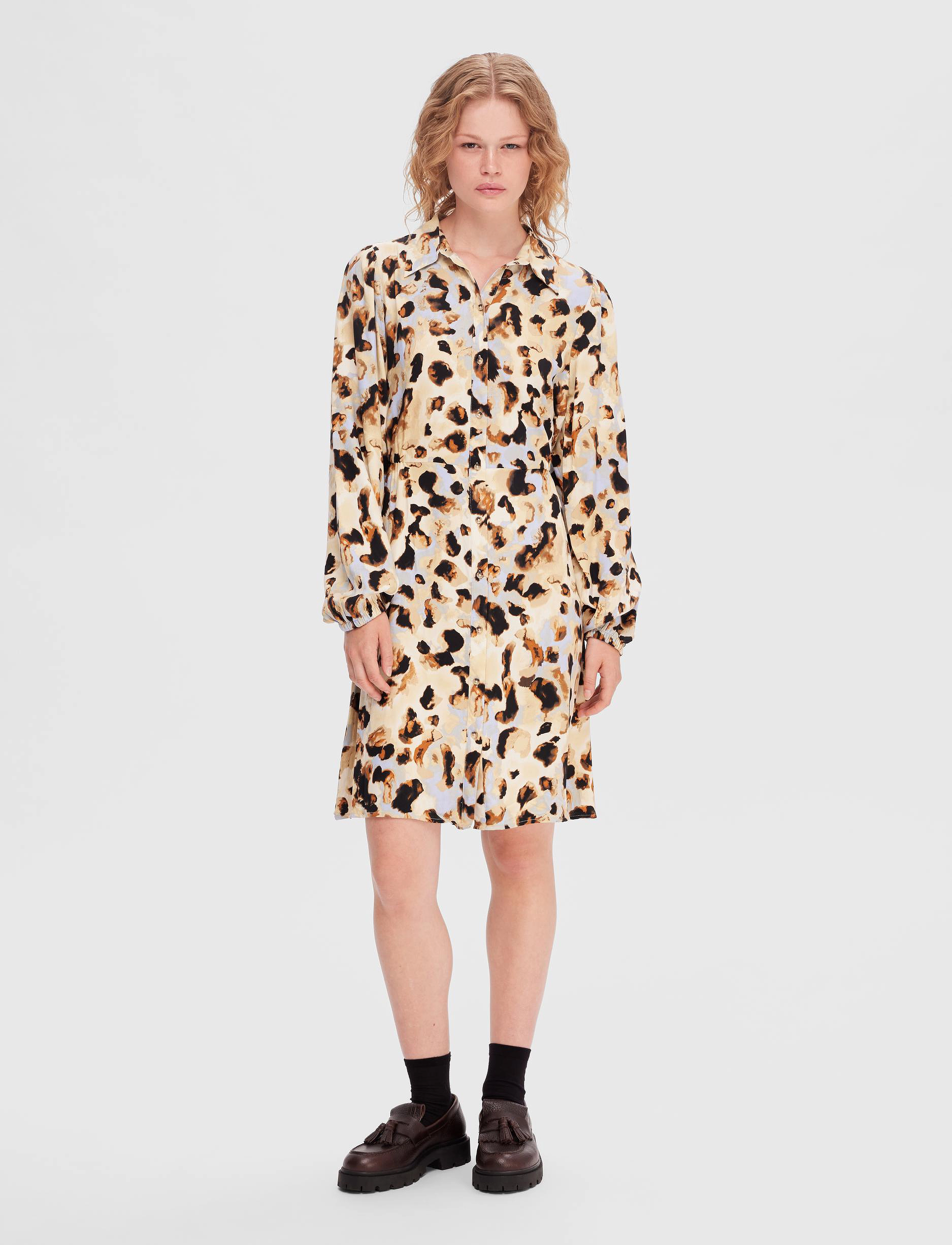 Selected - SLFSLAILA LS AOP SHORT SHIRT DRESS B - hemdkleider - sandshell - 4