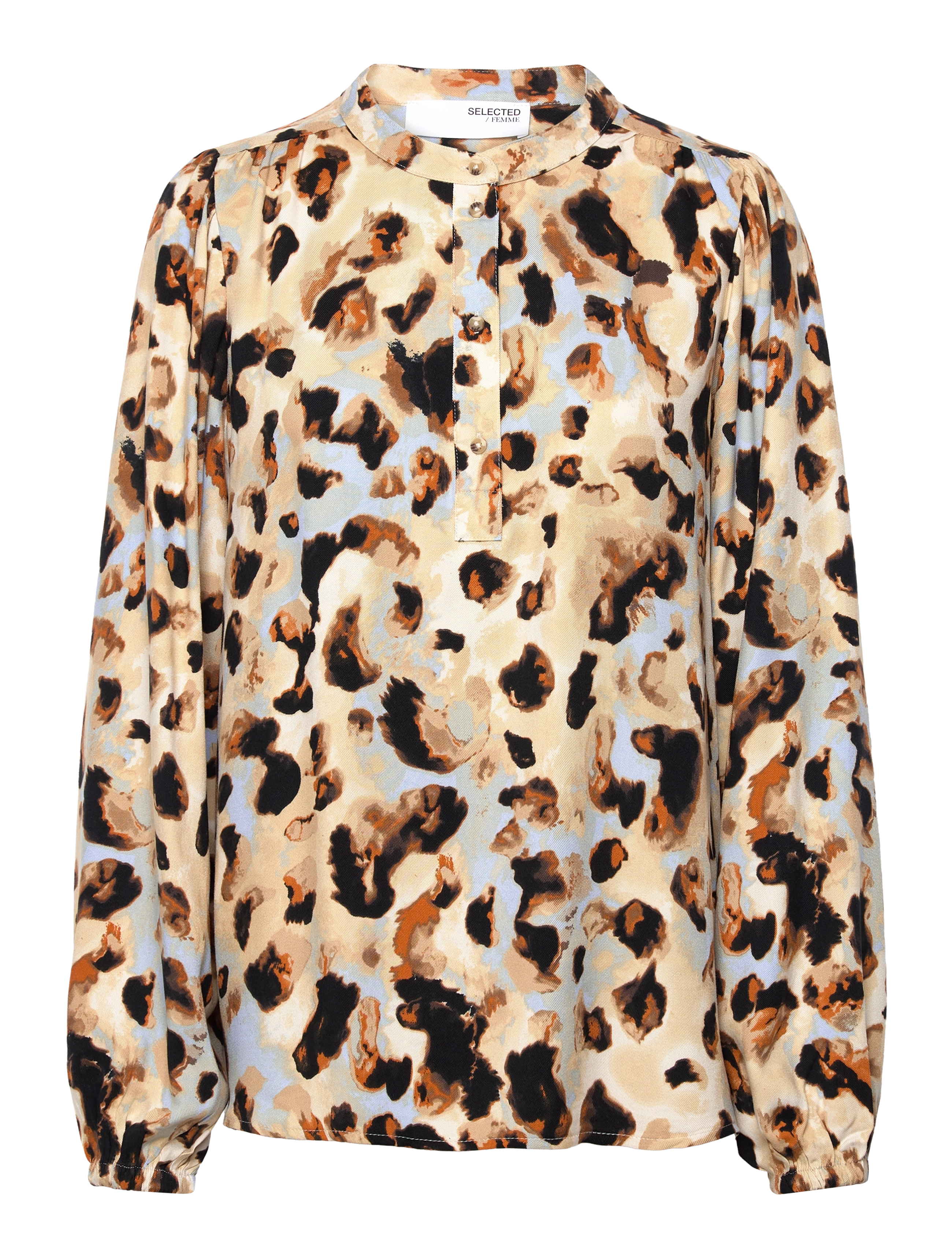 Selected SLFSLAILA LS AOP TOP B - Kleidung - SANDSHELL / beige