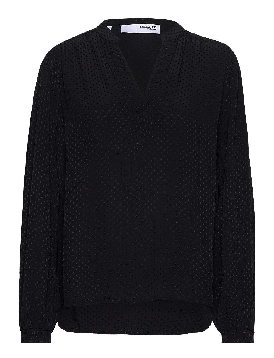 Selected - SLFFRAYA LS TOP B - långärmade blusar - black - 0