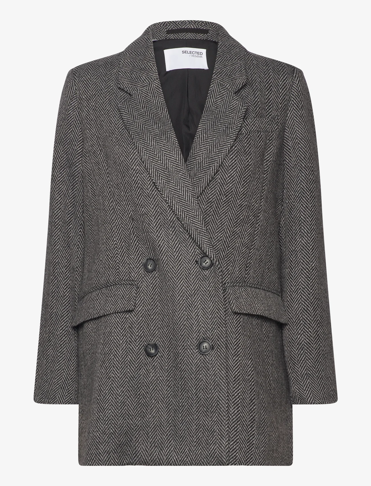 Selected Femme - SLFHERA LS RELAXED BLAZER - ballīšu apģērbs par outlet cenām - dark grey melange - 0