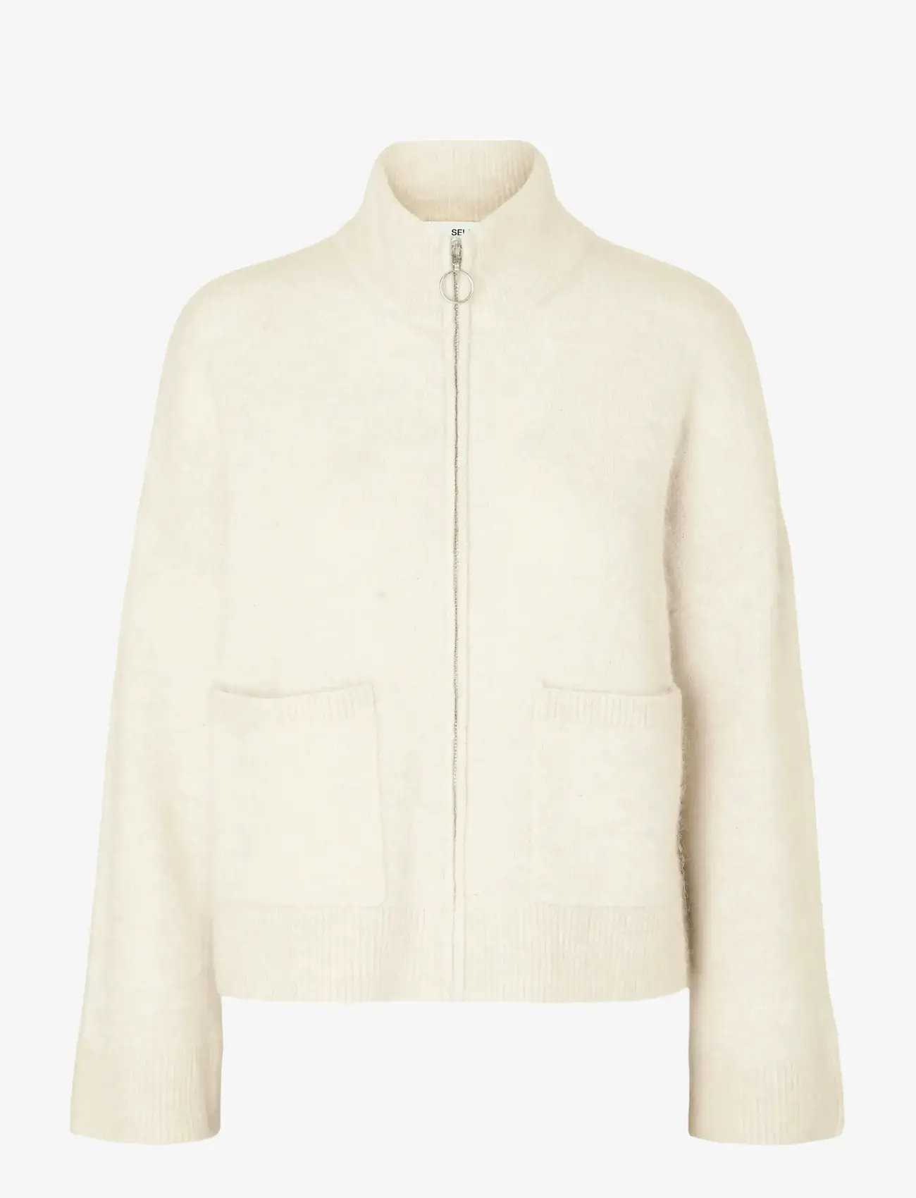 Selected - SLFSIA RAS LS KNIT ZIPPER CARDIGAN NOOS - koftor - birch - 1