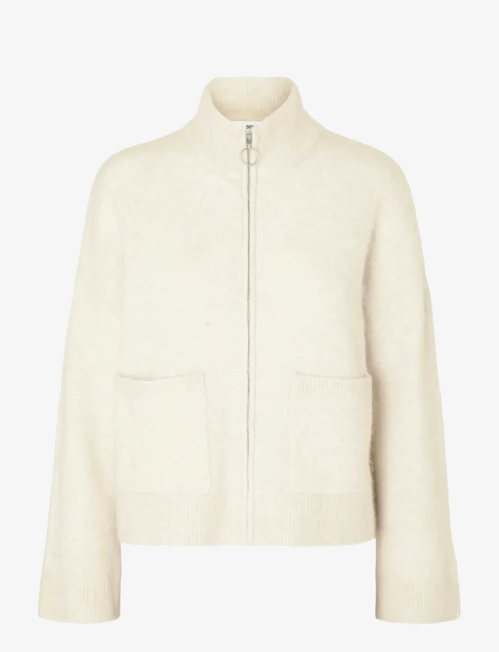 Selected - SLFSIA RAS LS KNIT ZIPPER CARDIGAN NOOS - cardigans - birch - 1
