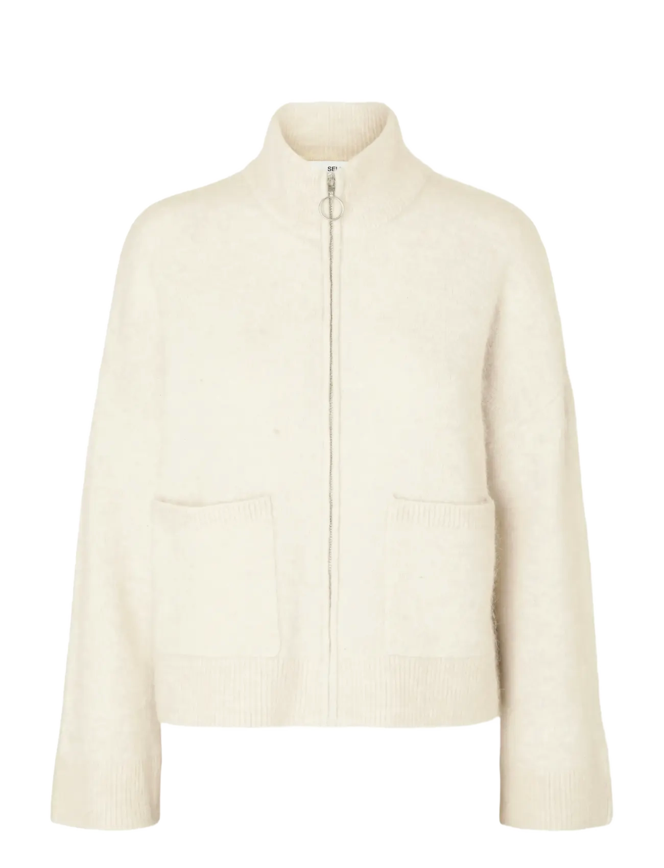 Selected SLFSIA RAS LS KNIT ZIPPER CARDIGAN NOOS - Transitional Layering - BIRCH / cream