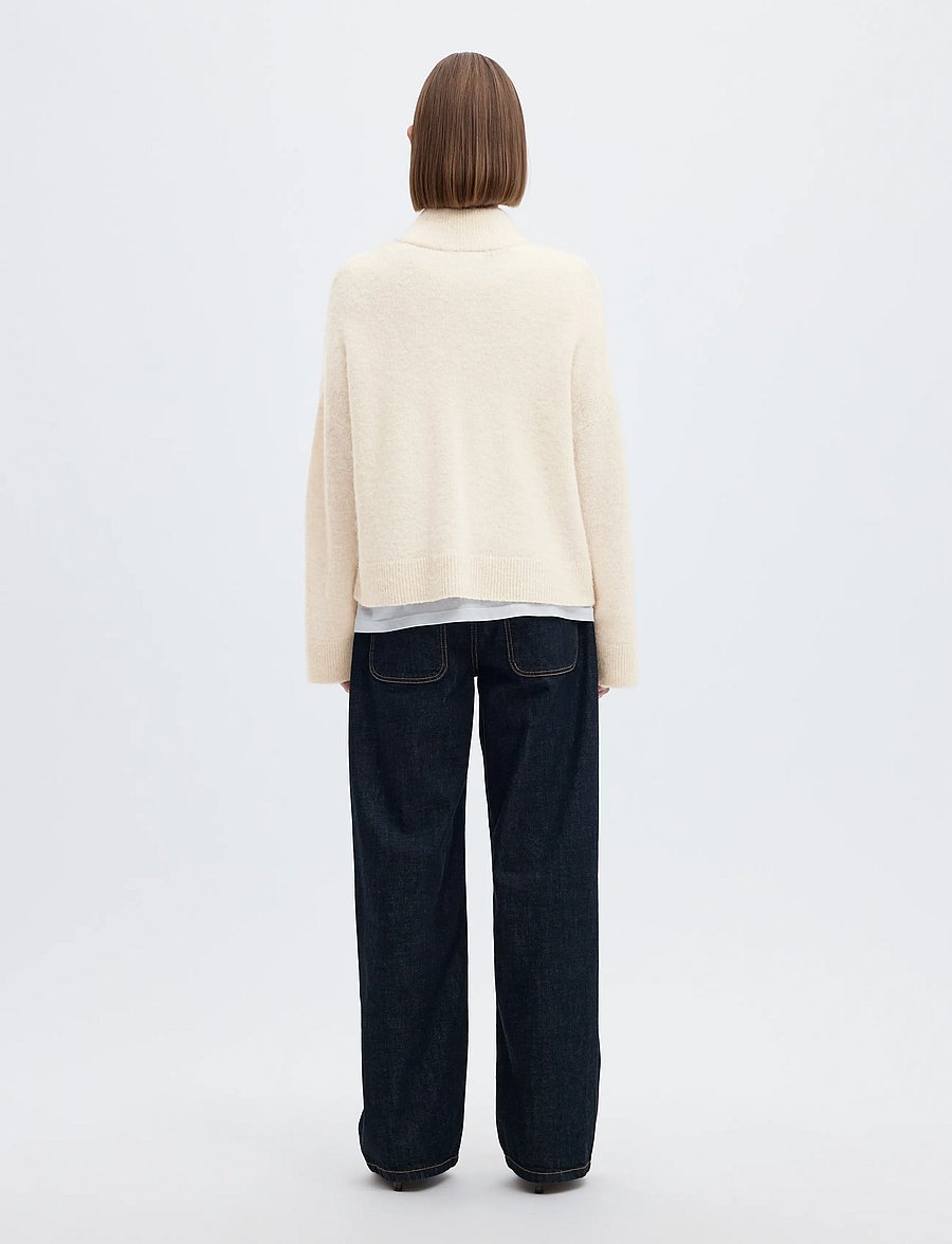 Selected - SLWSIA RAS LS KNIT ZIPPER CARDIGAN NOOS - cardigans - birch - 2