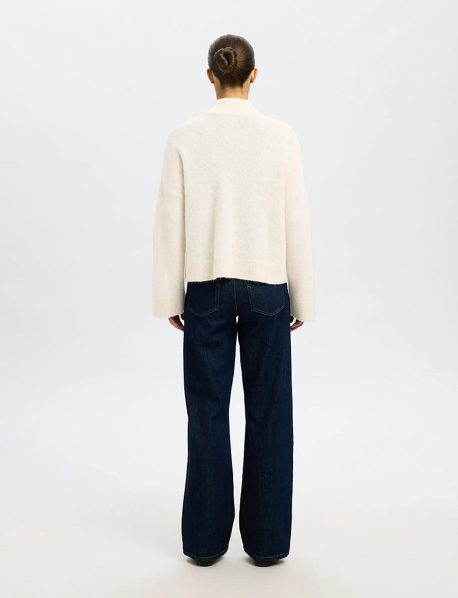 Selected - SLWSIA RAS LS KNIT ZIPPER CARDIGAN NOOS - gilets - birch - 2