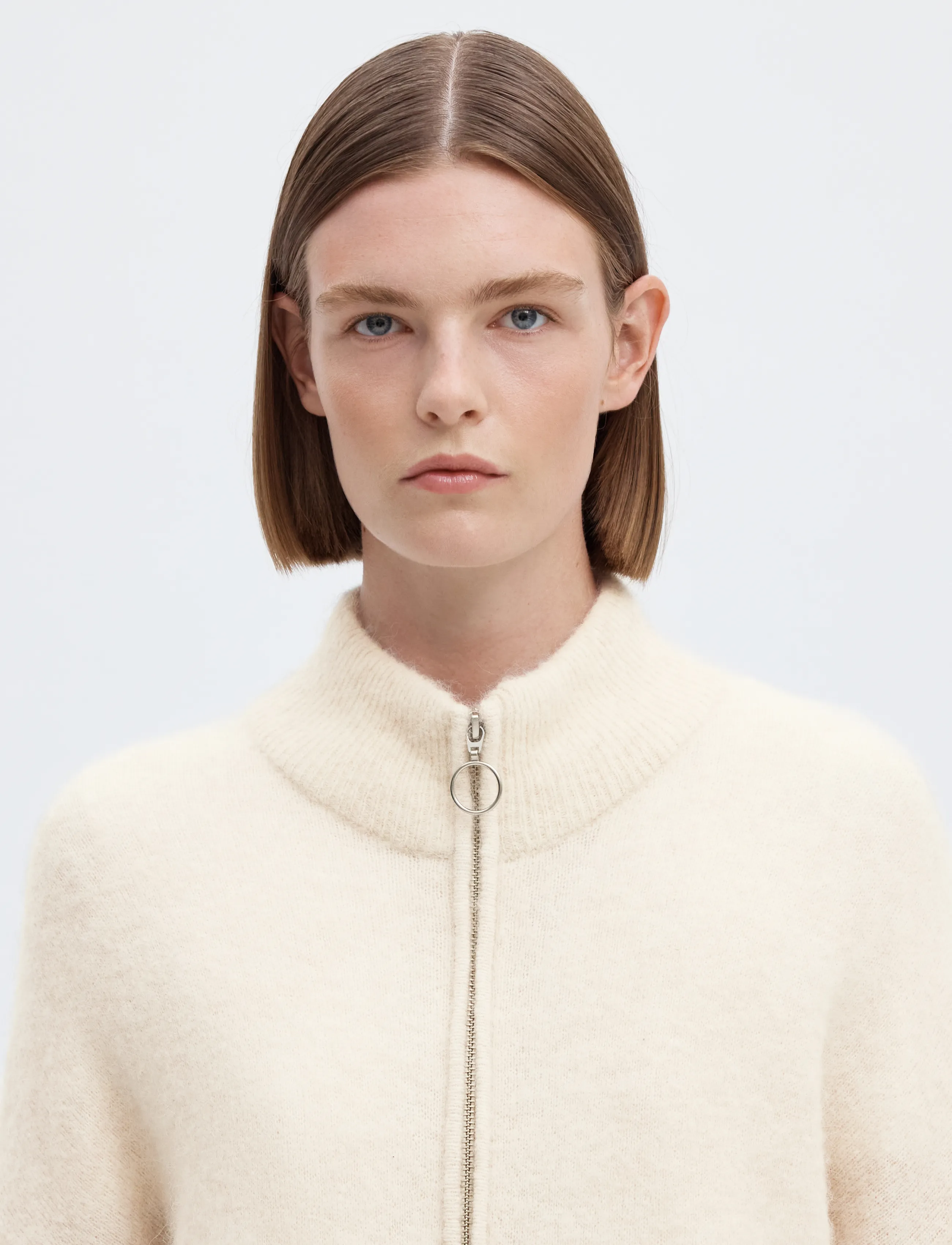 Selected - SLWSIA RAS LS KNIT ZIPPER CARDIGAN NOOS - cardigans - birch - 4