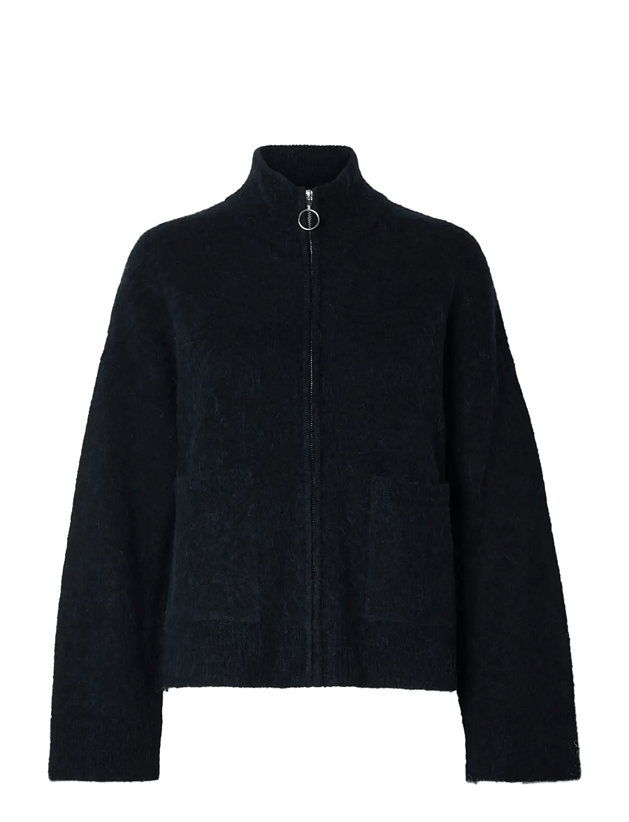 Selected - SLWSIA RAS LS KNIT ZIPPER CARDIGAN NOOS - strickjacken - dark sapphire - 1
