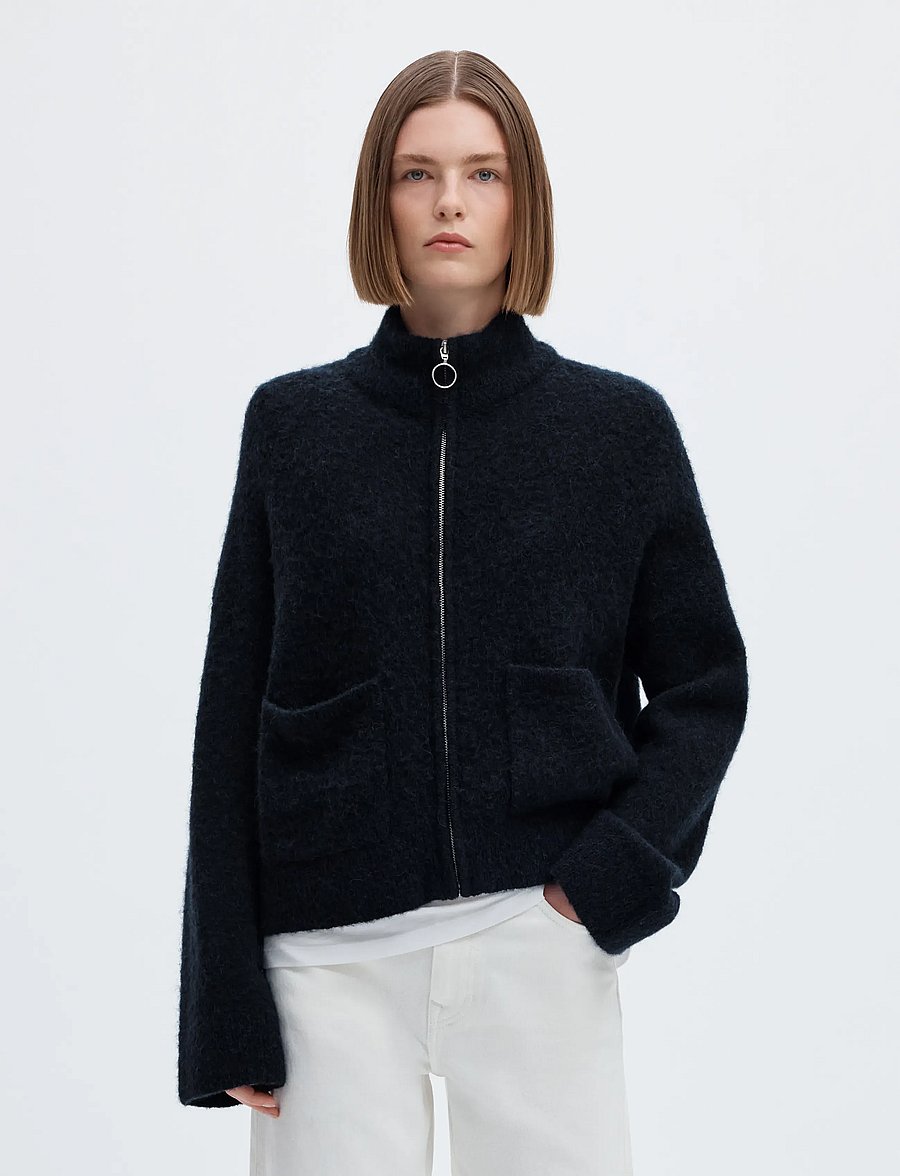 Selected - SLWSIA RAS LS KNIT ZIPPER CARDIGAN NOOS - strickjacken - dark sapphire - 0