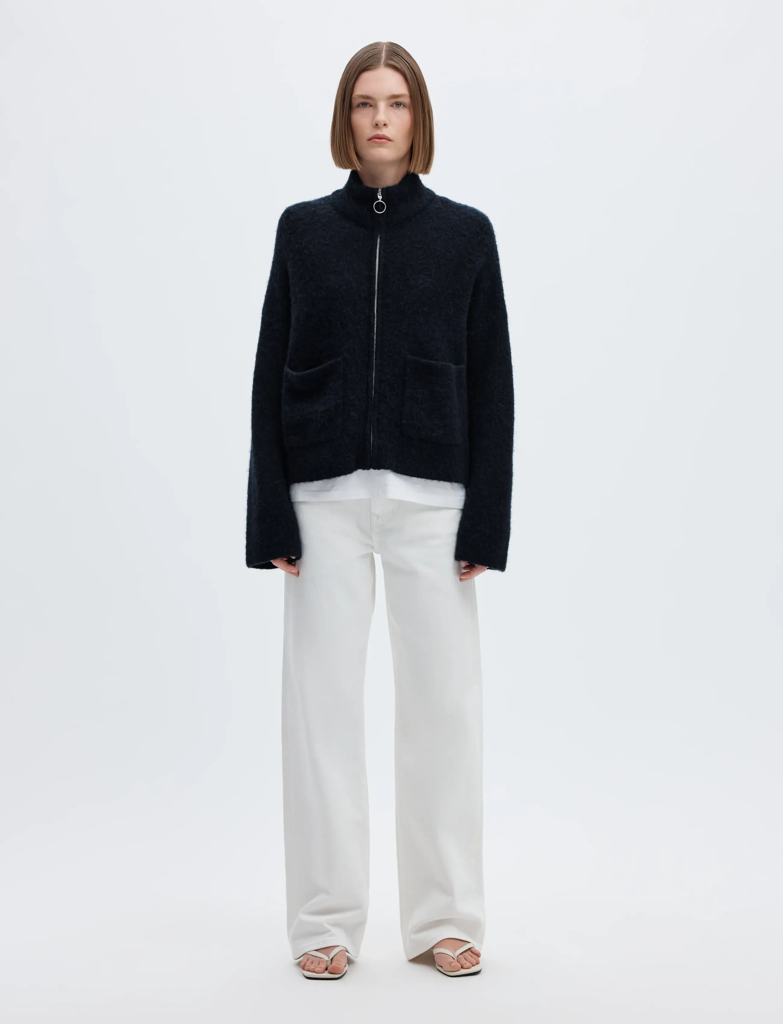 Selected - SLWSIA RAS LS KNIT ZIPPER CARDIGAN NOOS - cardigans - dark sapphire - 3