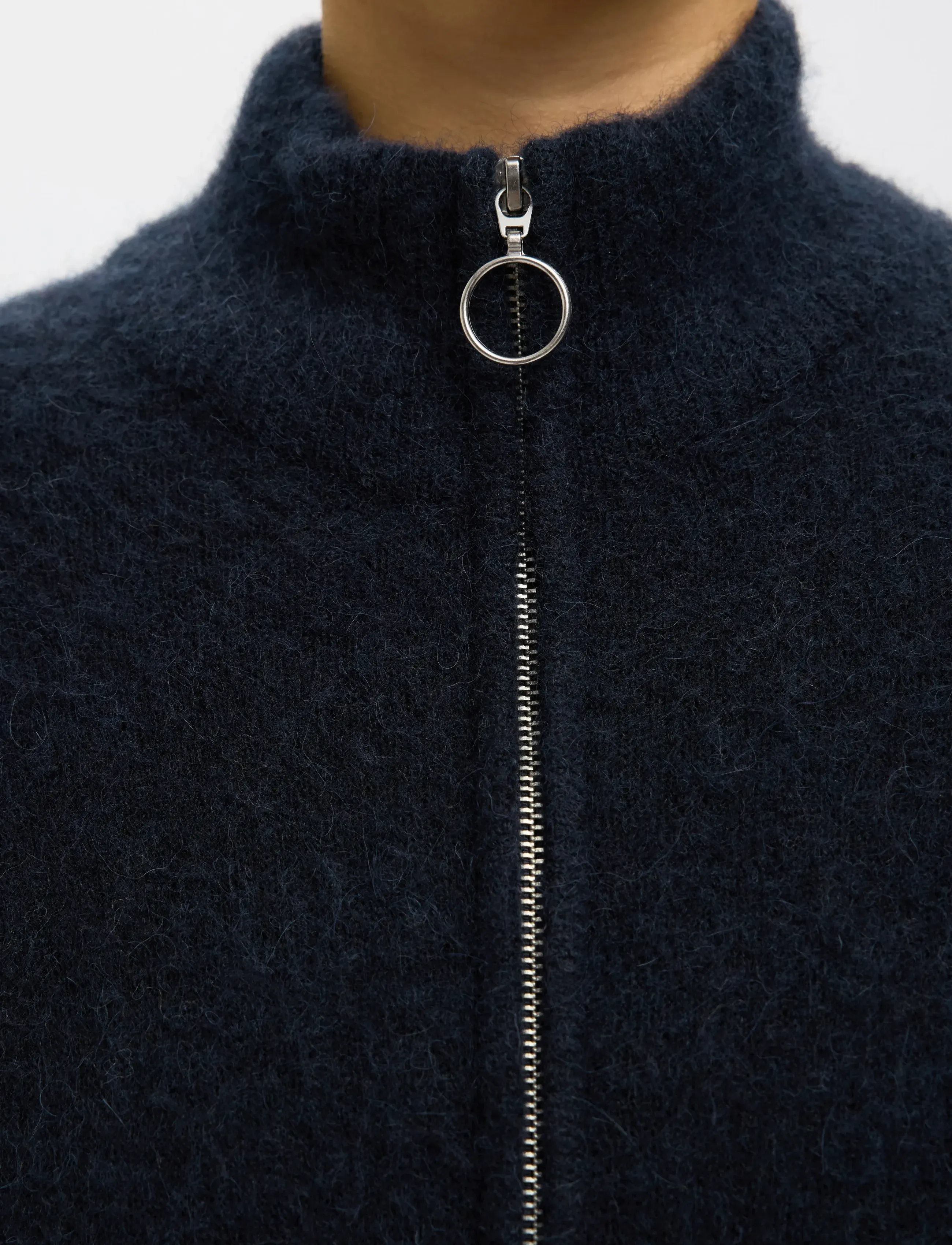 Selected - SLWSIA RAS LS KNIT ZIPPER CARDIGAN NOOS - cardigans - dark sapphire - 4