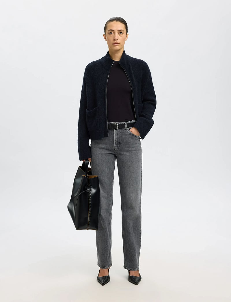 Selected - SLWSIA RAS LS KNIT ZIPPER CARDIGAN NOOS - kardiganid - dark sapphire - 5