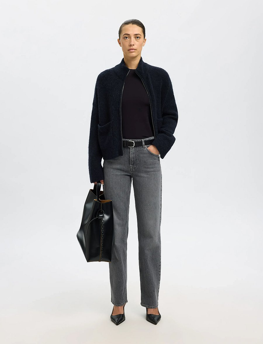 Selected - SLWSIA RAS LS KNIT ZIPPER CARDIGAN NOOS - strickjacken - dark sapphire - 5