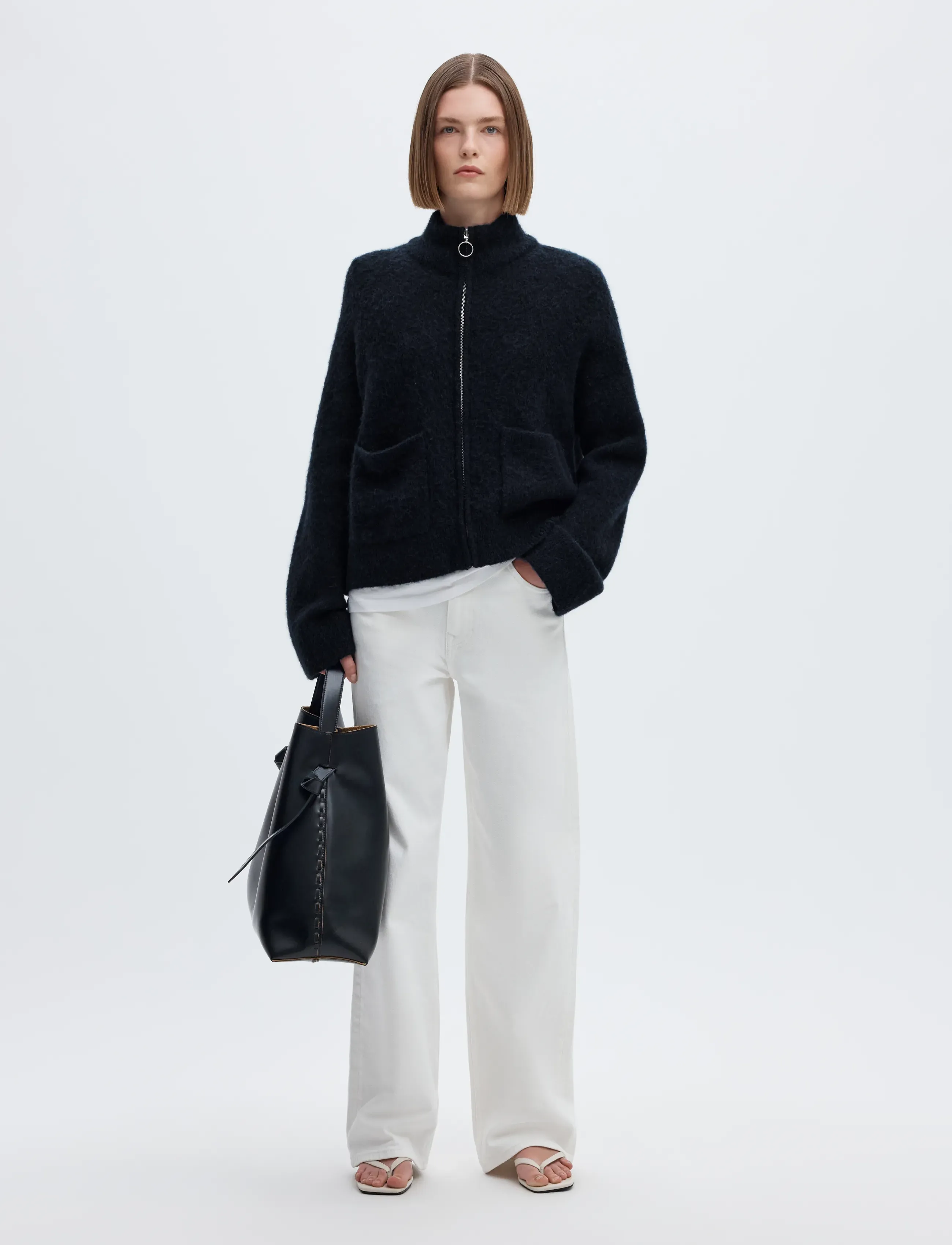 Selected - SLWSIA RAS LS KNIT ZIPPER CARDIGAN NOOS - cardigans - dark sapphire - 5