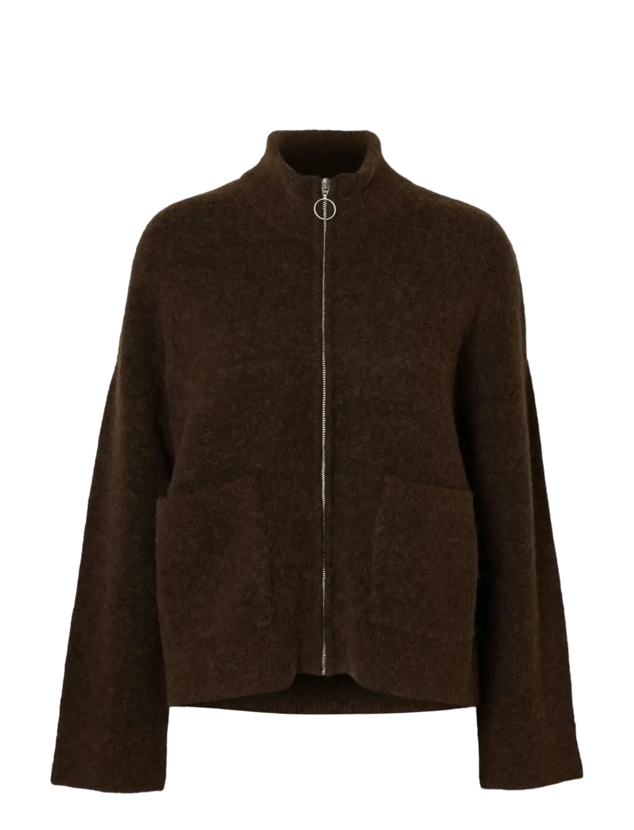 Selected SLFSIA RAS LS KNIT ZIPPER CARDIGAN NOOS - Cardigans - DELICIOSO / brown