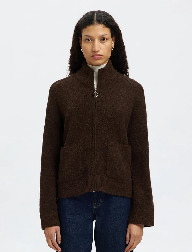 Selected - SLFSIA RAS LS KNIT ZIPPER CARDIGAN NOOS - cardigans - delicioso - 0