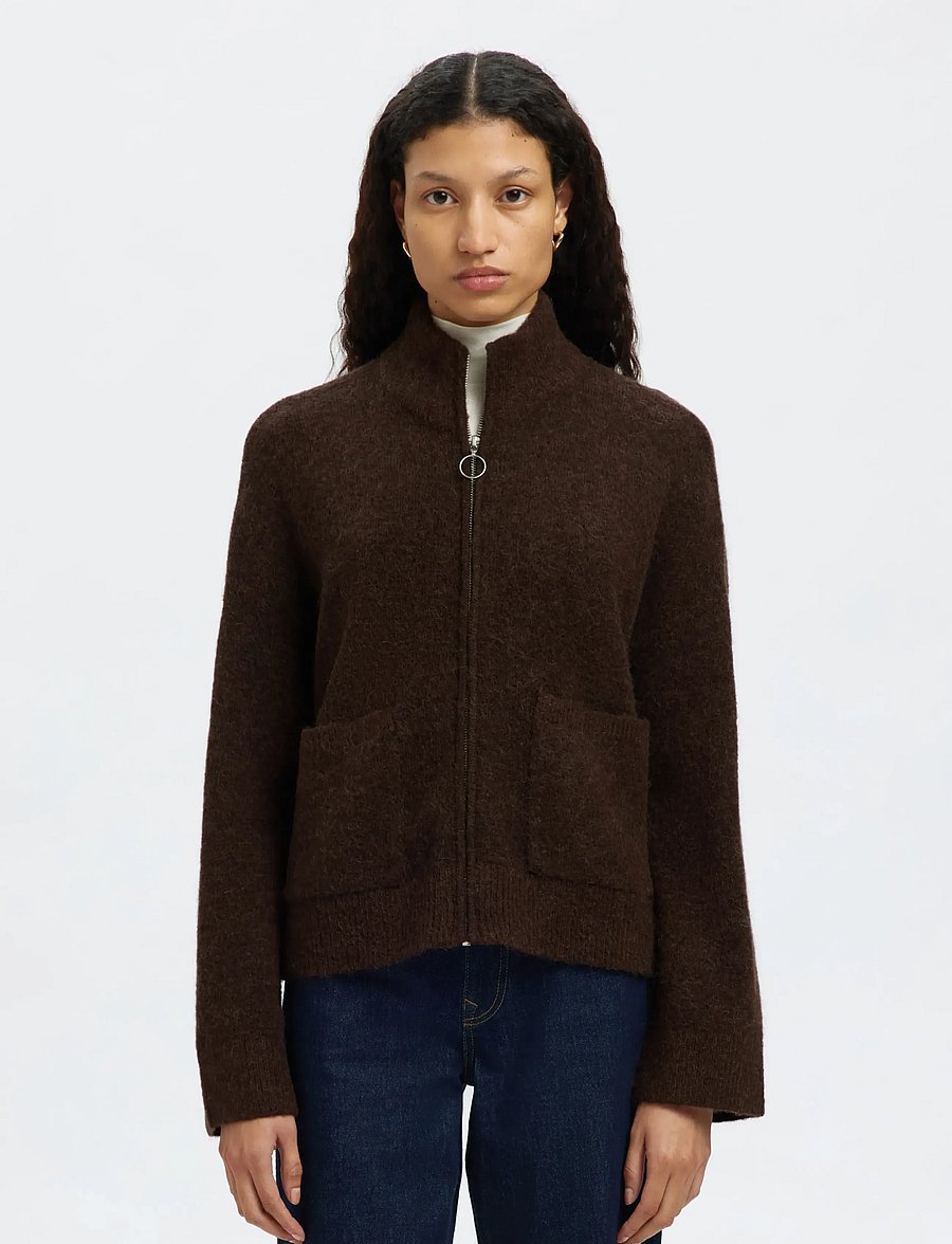 Selected - SLWSIA RAS LS KNIT ZIPPER CARDIGAN NOOS - gilets - delicioso - 0