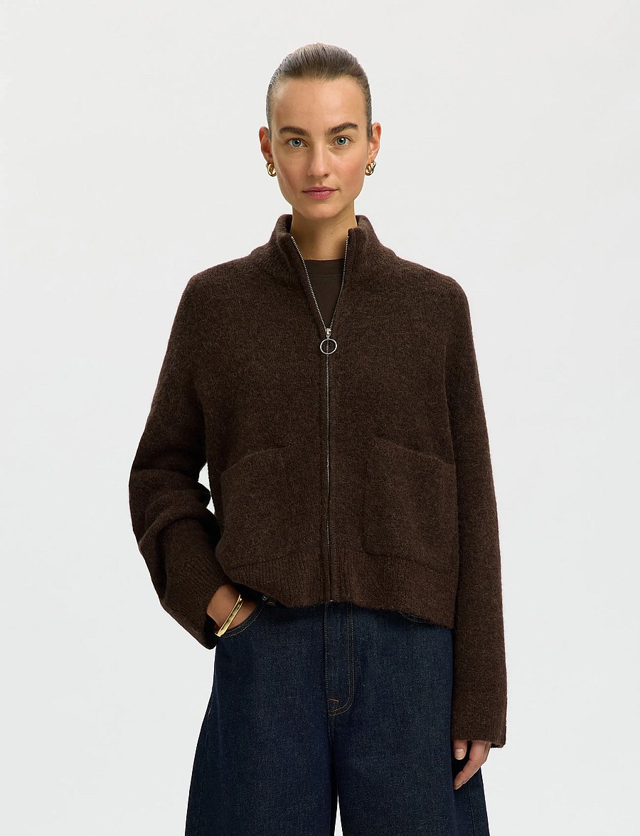 Selected - SLWSIA RAS LS KNIT ZIPPER CARDIGAN NOOS - strickjacken - delicioso - 0