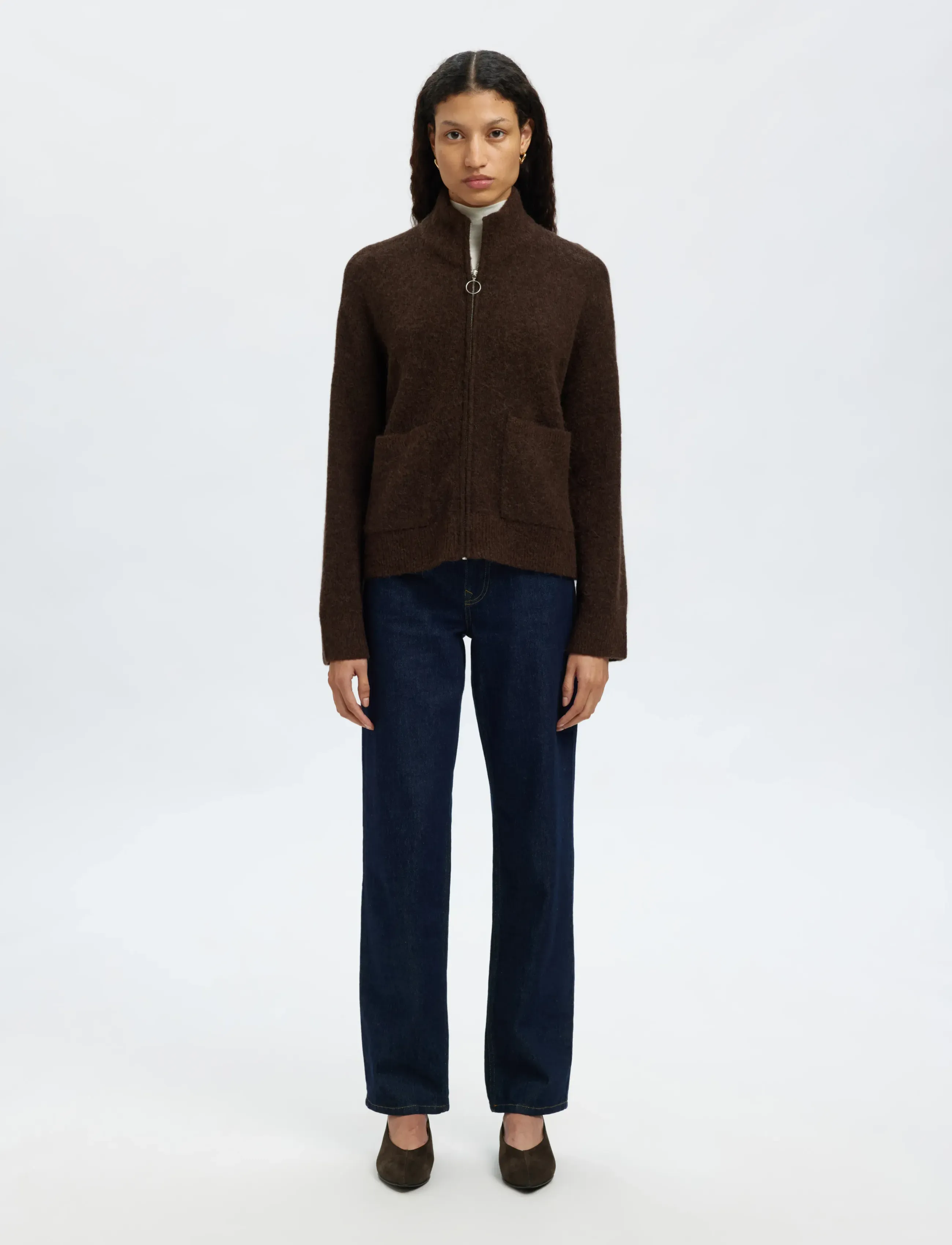 Selected - SLWSIA RAS LS KNIT ZIPPER CARDIGAN NOOS - gilets - delicioso - 3