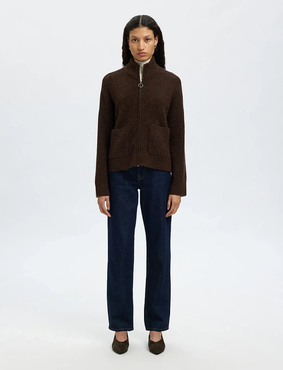 Selected - SLWSIA RAS LS KNIT ZIPPER CARDIGAN NOOS - gilets - delicioso - 3