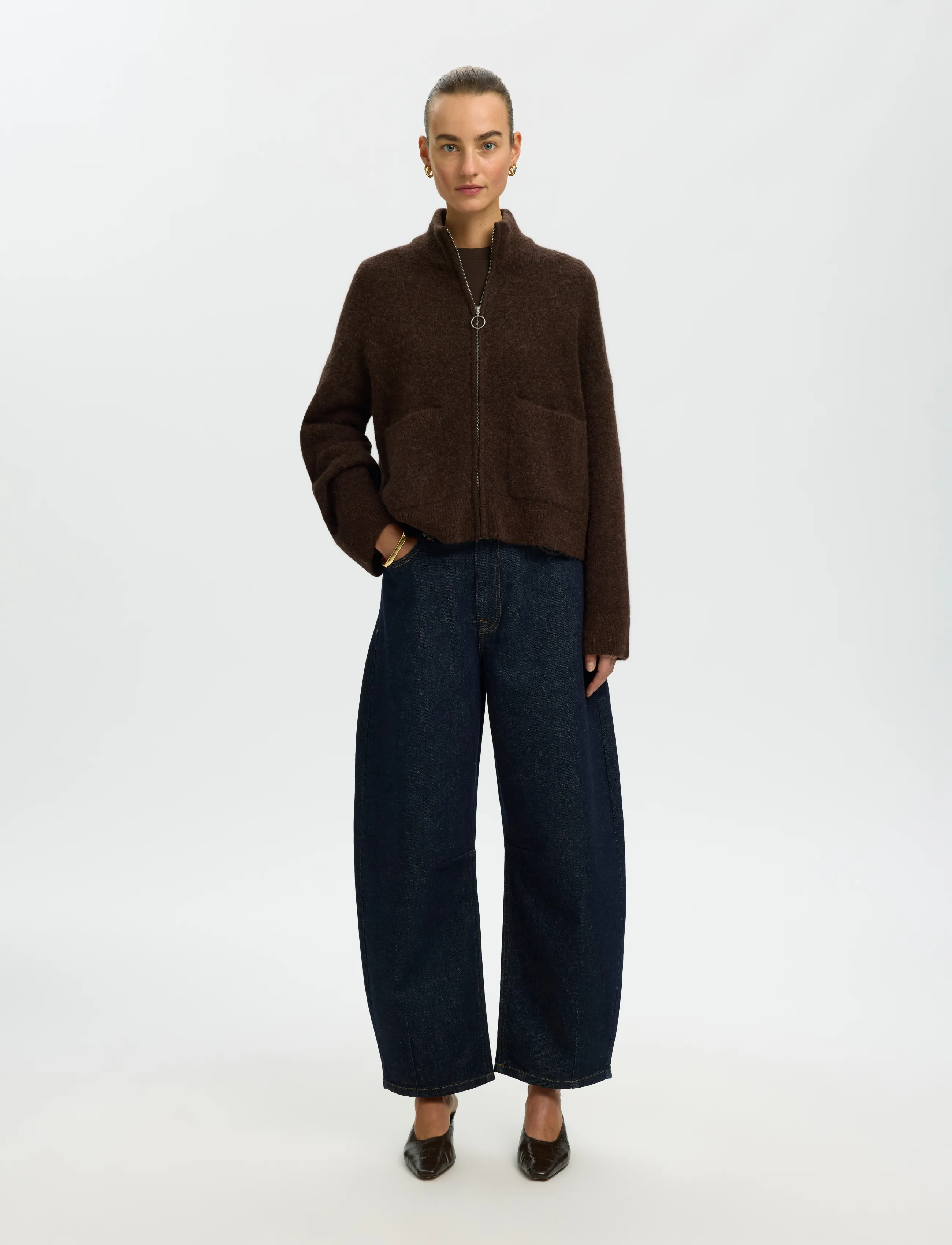 Selected - SLWSIA RAS LS KNIT ZIPPER CARDIGAN NOOS - kardiganid - delicioso - 3