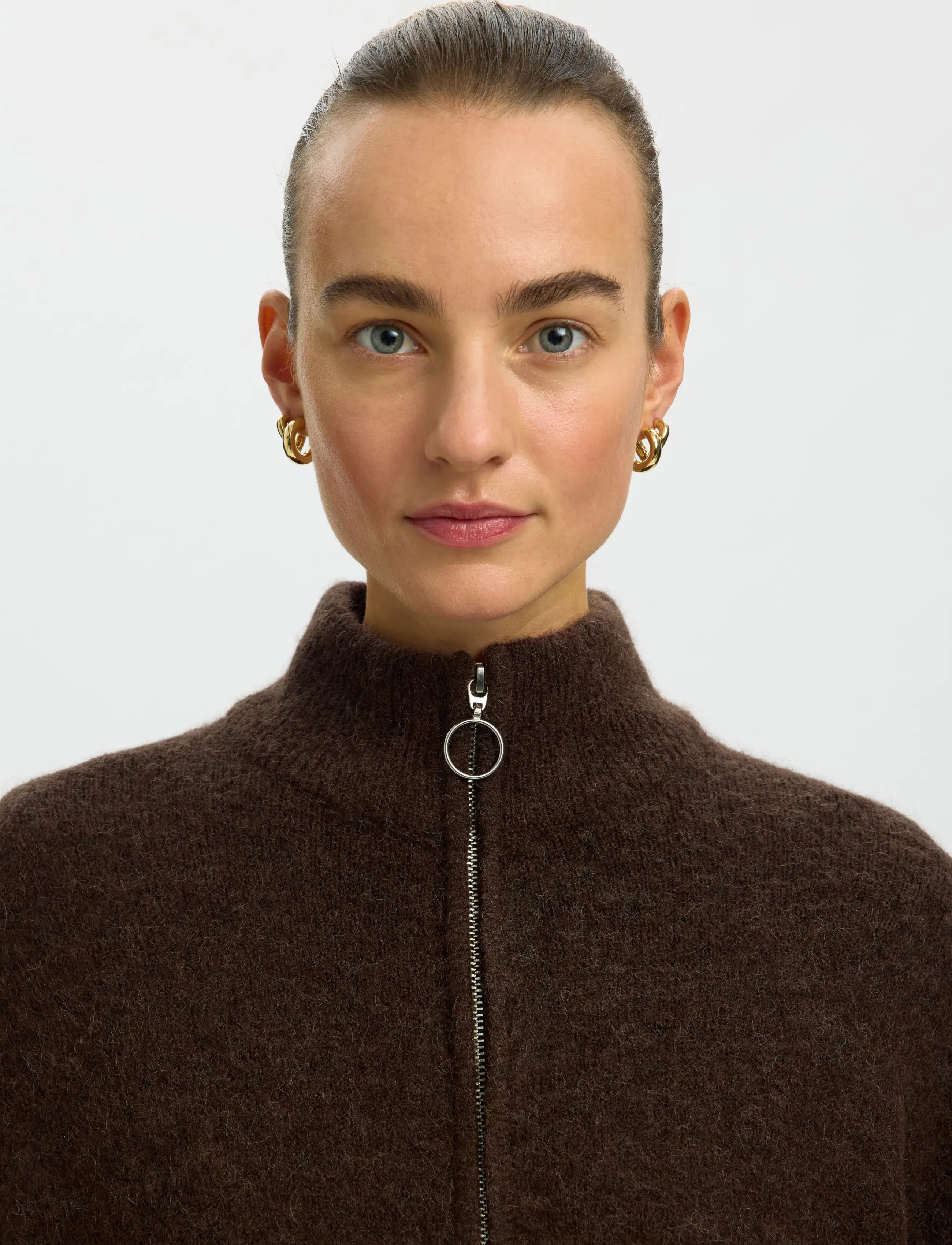 Selected - SLWSIA RAS LS KNIT ZIPPER CARDIGAN NOOS - kardiganid - delicioso - 4