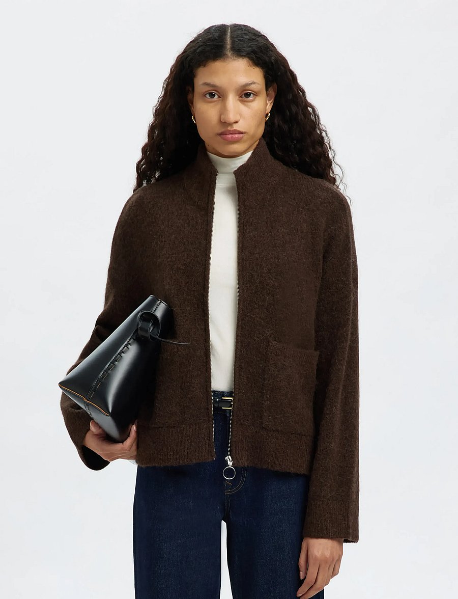 Selected - SLWSIA RAS LS KNIT ZIPPER CARDIGAN NOOS - gilets - delicioso - 5