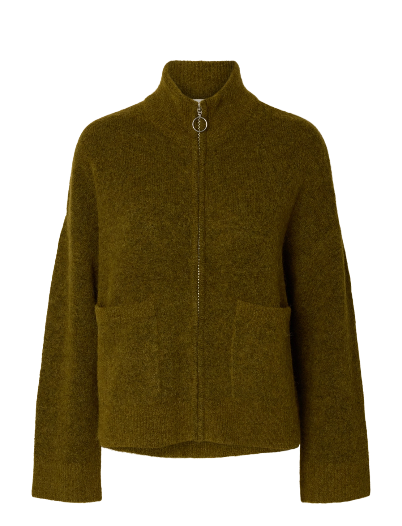 Selected SLWSIA RAS LS KNIT ZIPPER CARDIGAN NOOS - Kampagnen - FIR GREEN / green