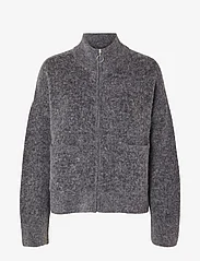 Selected Femme - SLFSIA RAS LS KNIT ZIPPER CARDIGAN NOOS - swetry rozpinane - medium grey melange - 1