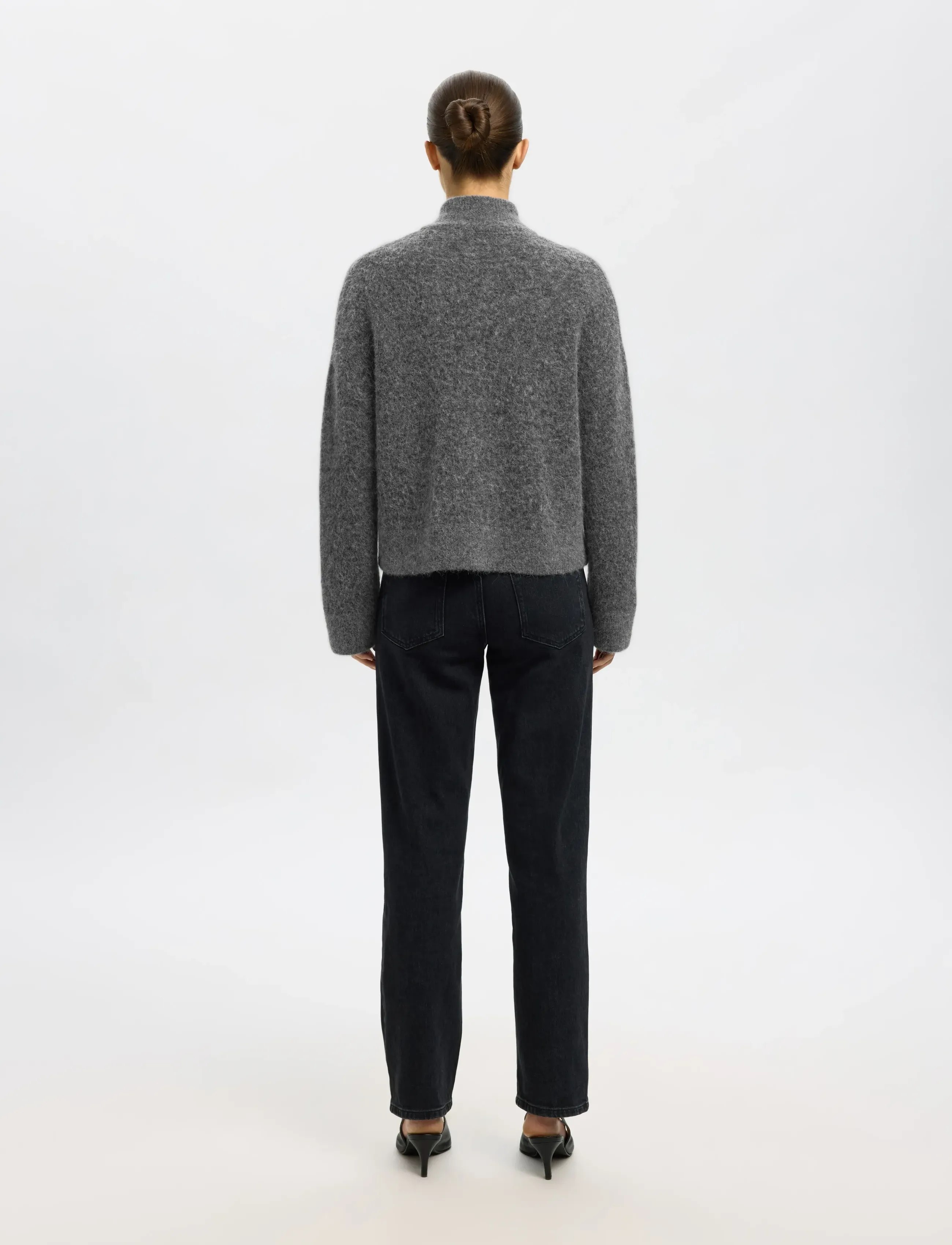 Selected - SLWSIA RAS LS KNIT ZIPPER CARDIGAN NOOS - cardigans - medium grey melange - 2